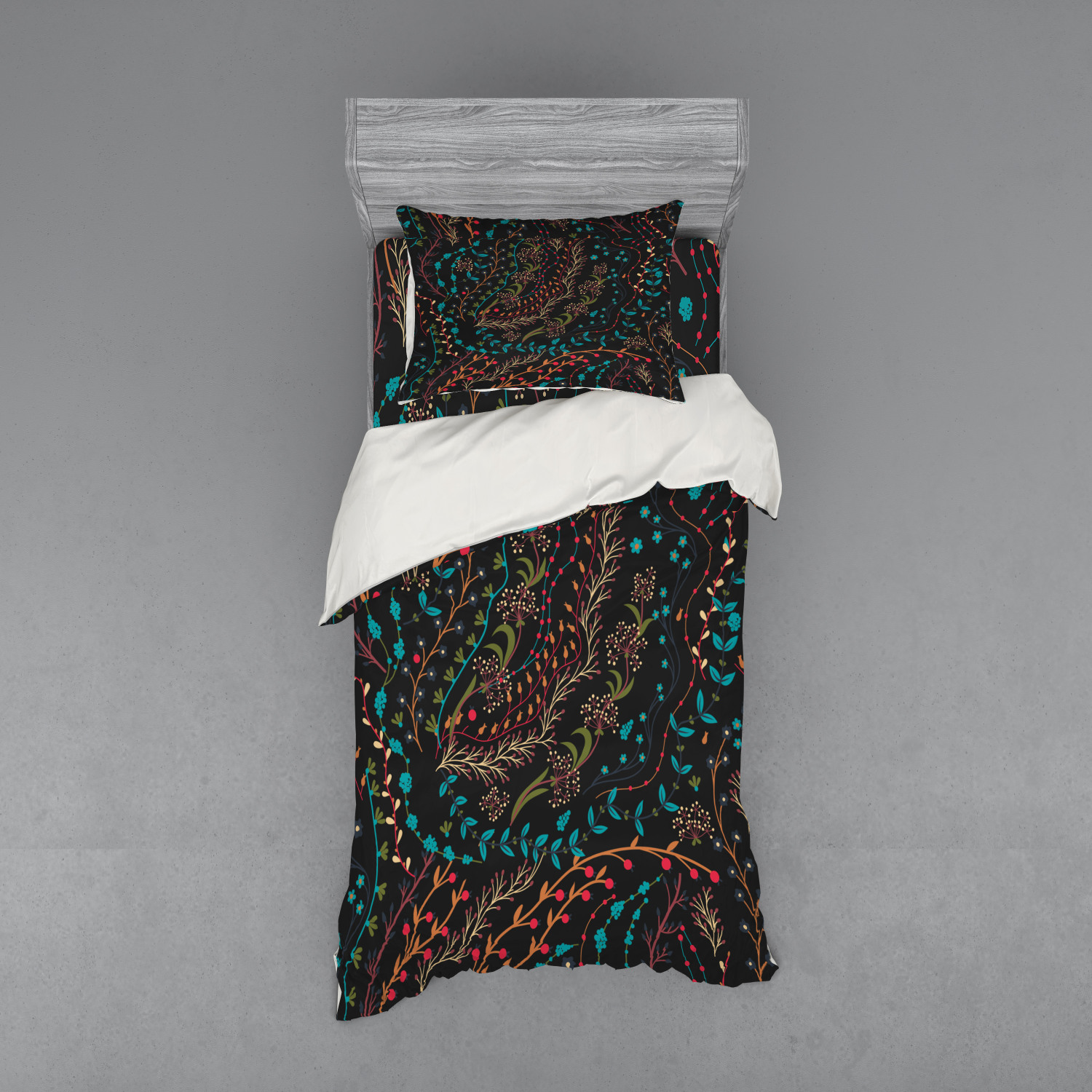 Ambesonne Leaves Bedding Set Duvet Cover Sham Fitted Sheet in 3 Sizes - Picture 137 of 244