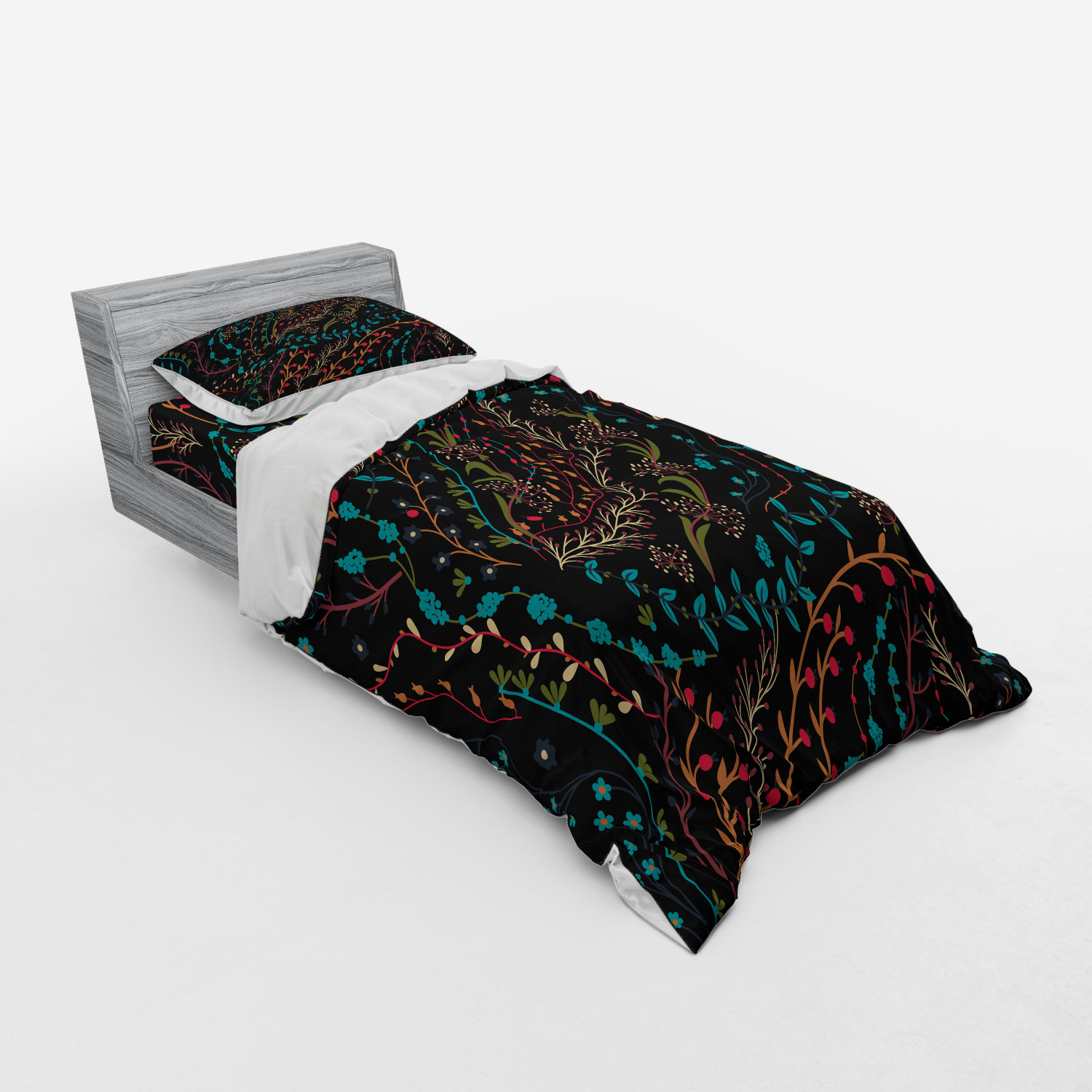 Ambesonne Leaves Bedding Set Duvet Cover Sham Fitted Sheet in 3 Sizes - Picture 138 of 244