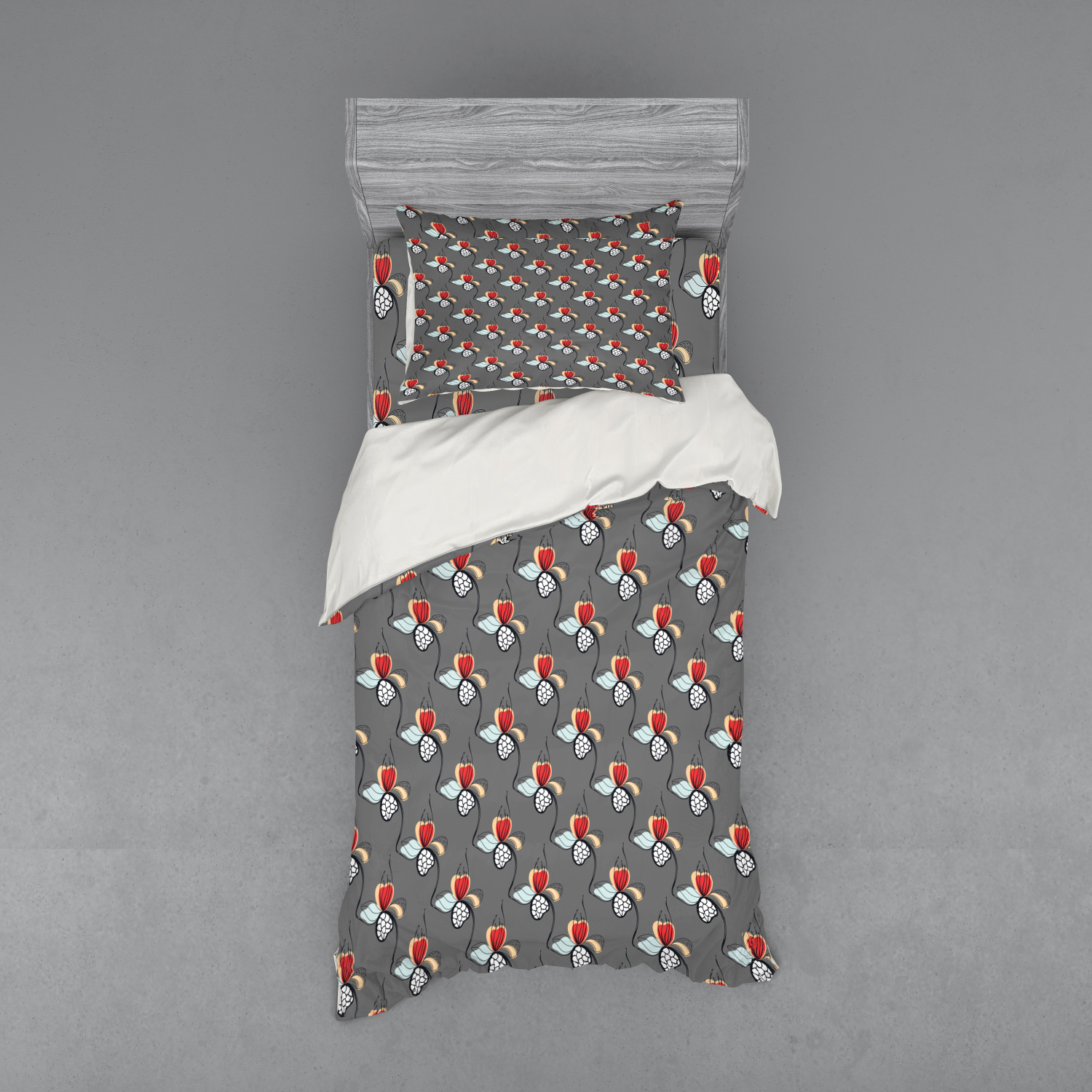 Ambesonne Leaves Bedding Set Duvet Cover Sham Fitted Sheet in 3 Sizes - Picture 17 of 244