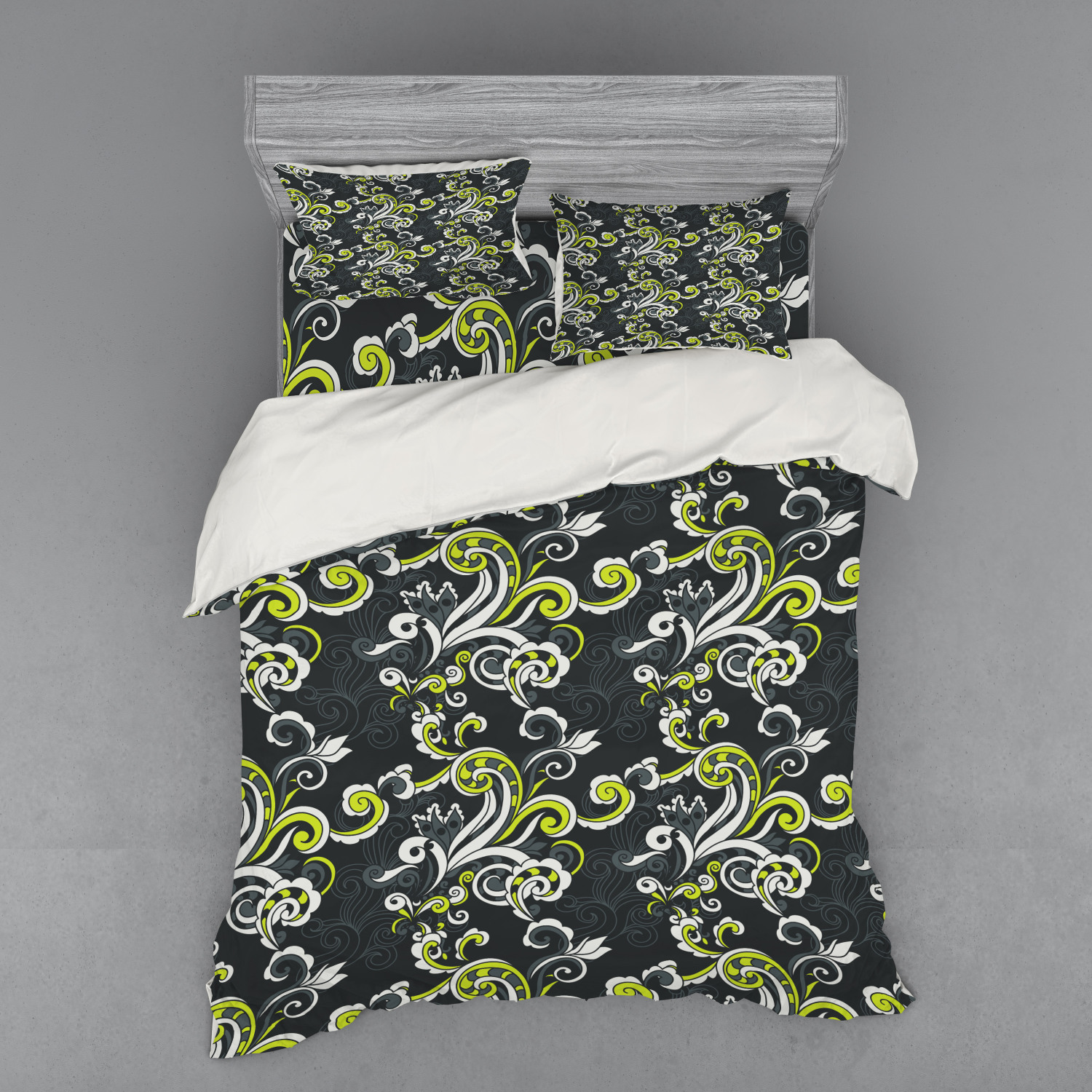 Ambesonne Leaves Bedding Set Duvet Cover Sham Fitted Sheet in 3 Sizes - Picture 239 of 244