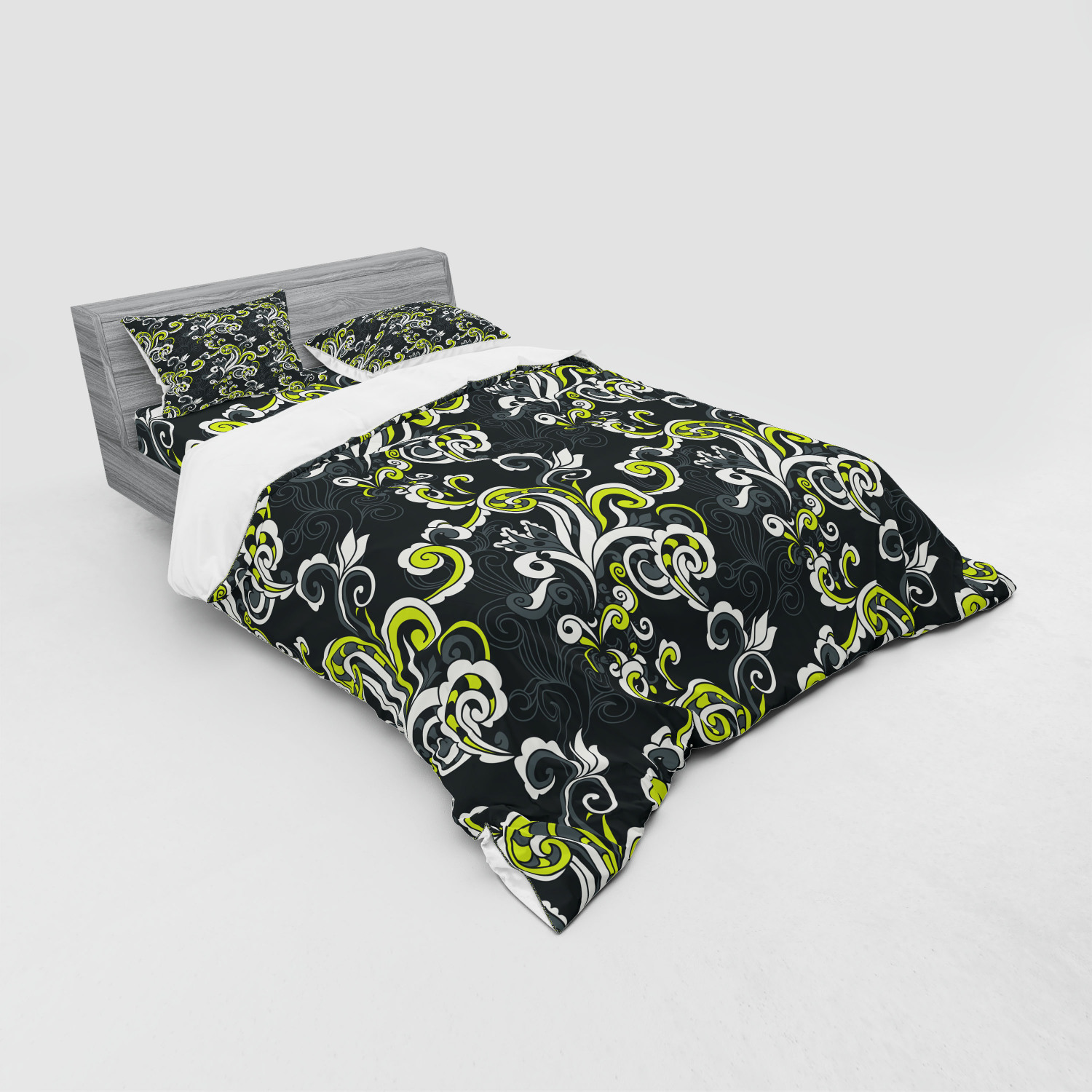 Ambesonne Leaves Bedding Set Duvet Cover Sham Fitted Sheet in 3 Sizes - Picture 240 of 244