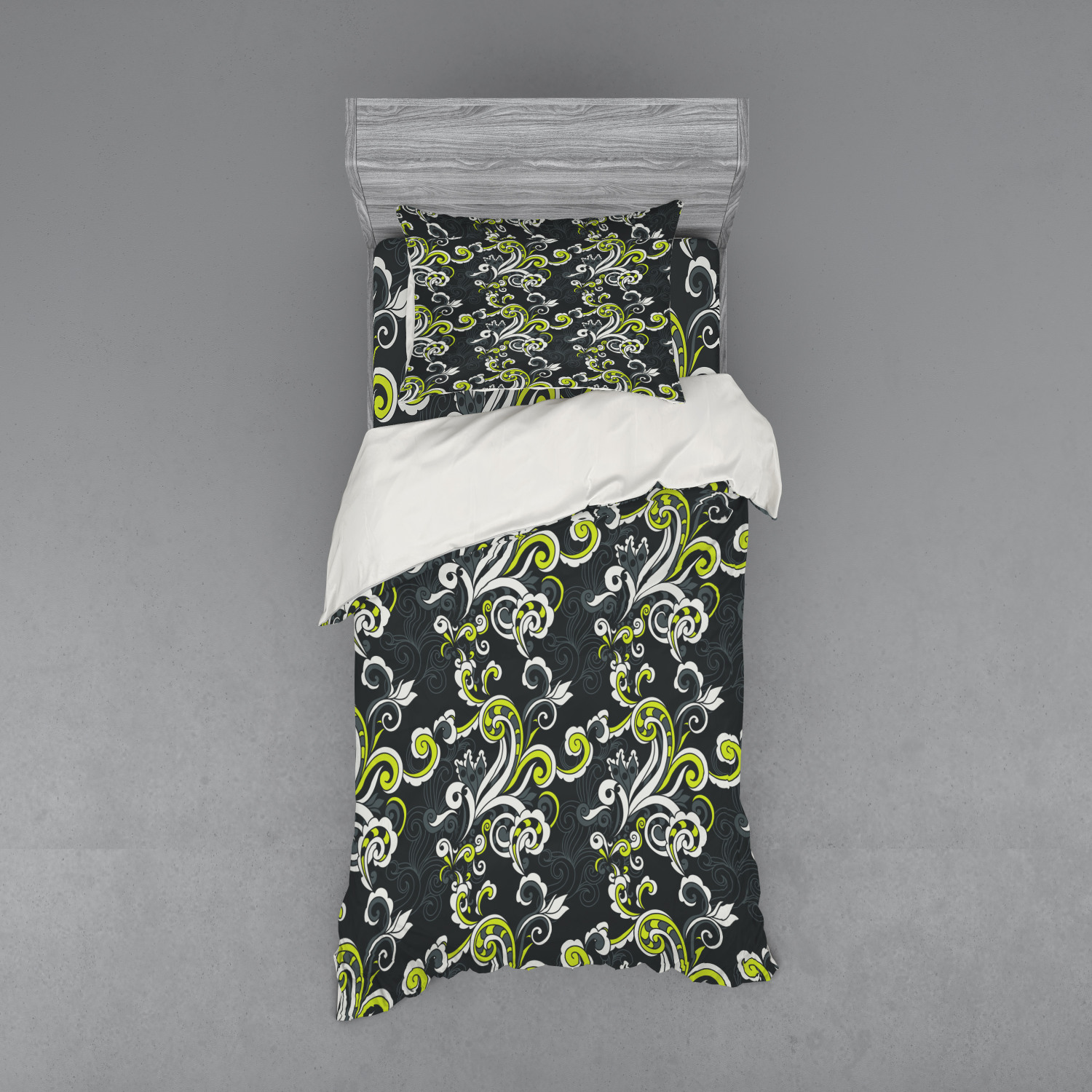 Ambesonne Leaves Bedding Set Duvet Cover Sham Fitted Sheet in 3 Sizes - Picture 237 of 244