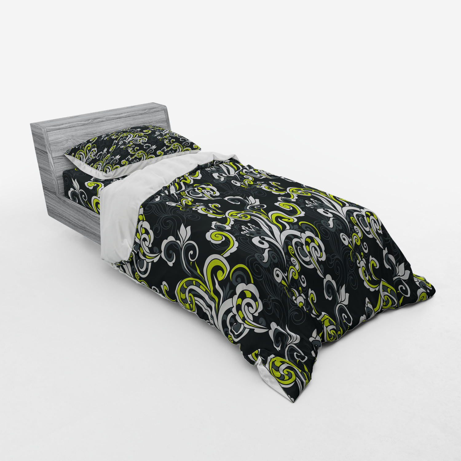 Ambesonne Leaves Bedding Set Duvet Cover Sham Fitted Sheet in 3 Sizes - Picture 238 of 244