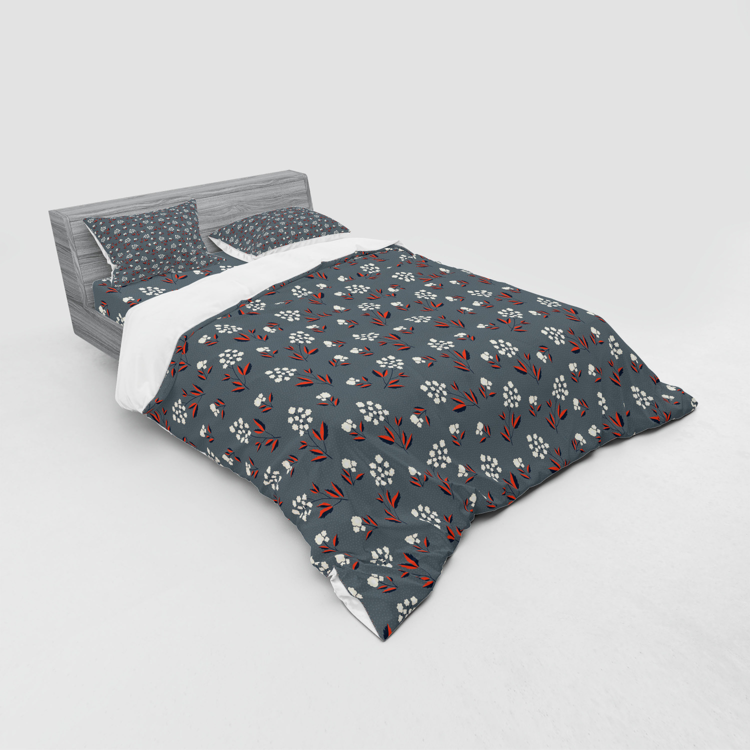 Ambesonne Leaves Bedding Set Duvet Cover Sham Fitted Sheet in 3 Sizes - Picture 220 of 244