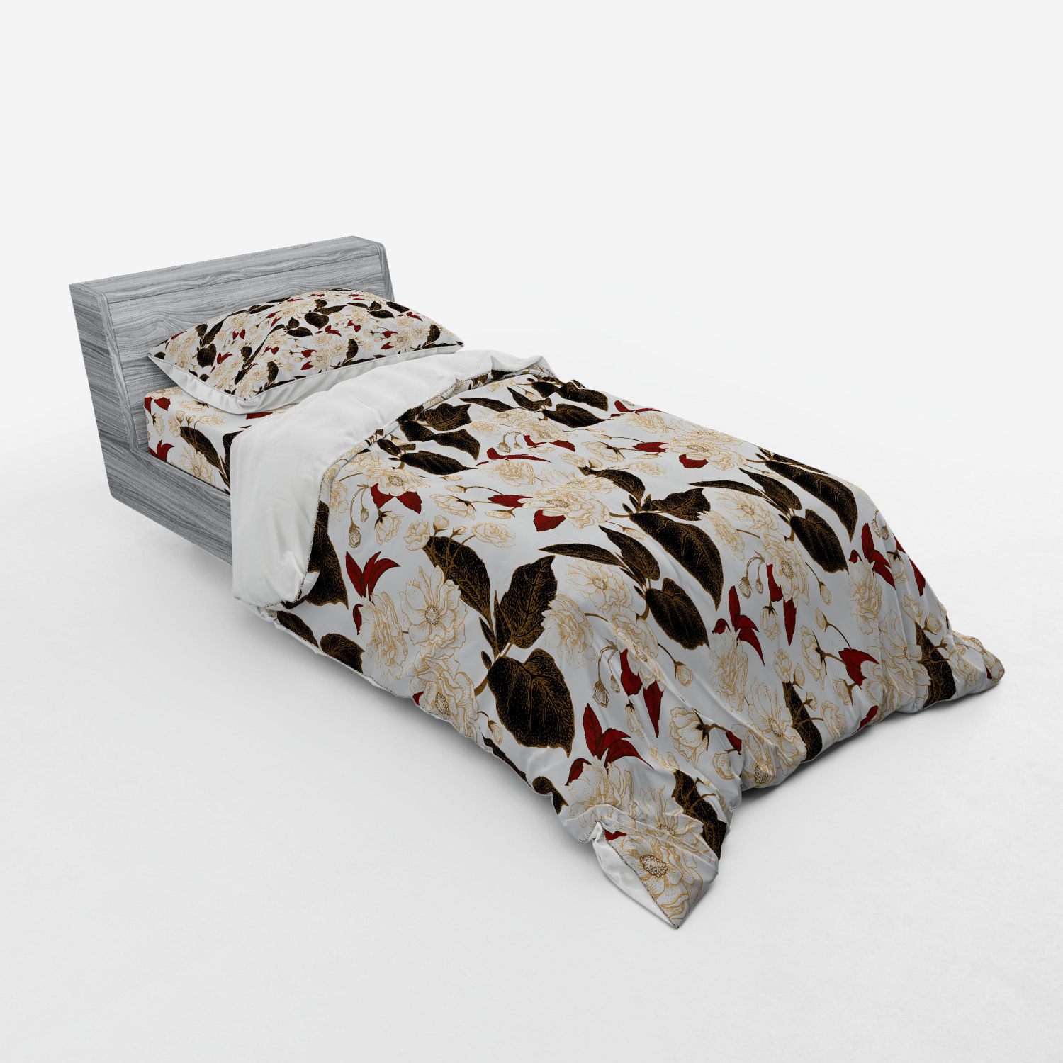 Ambesonne Leaves Bedding Set Duvet Cover Sham Fitted Sheet in 3 Sizes - Picture 86 of 244