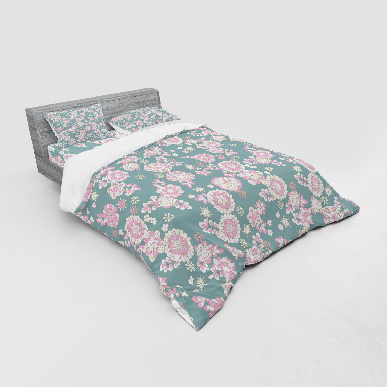 Ambesonne Leaves Bedding Set Duvet Cover Sham Fitted Sheet in 3 Sizes - Picture 204 of 244