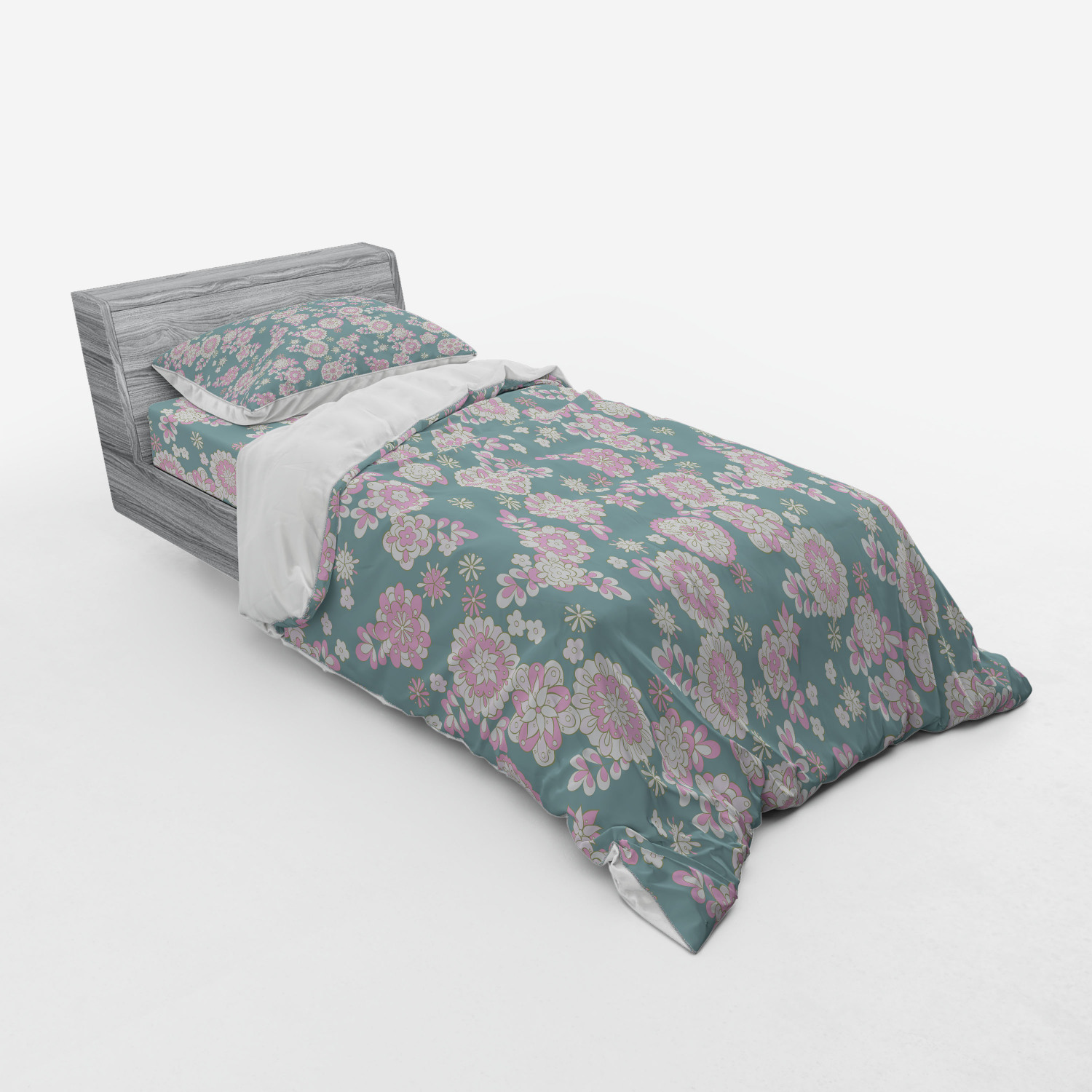 Ambesonne Leaves Bedding Set Duvet Cover Sham Fitted Sheet in 3 Sizes - Picture 202 of 244