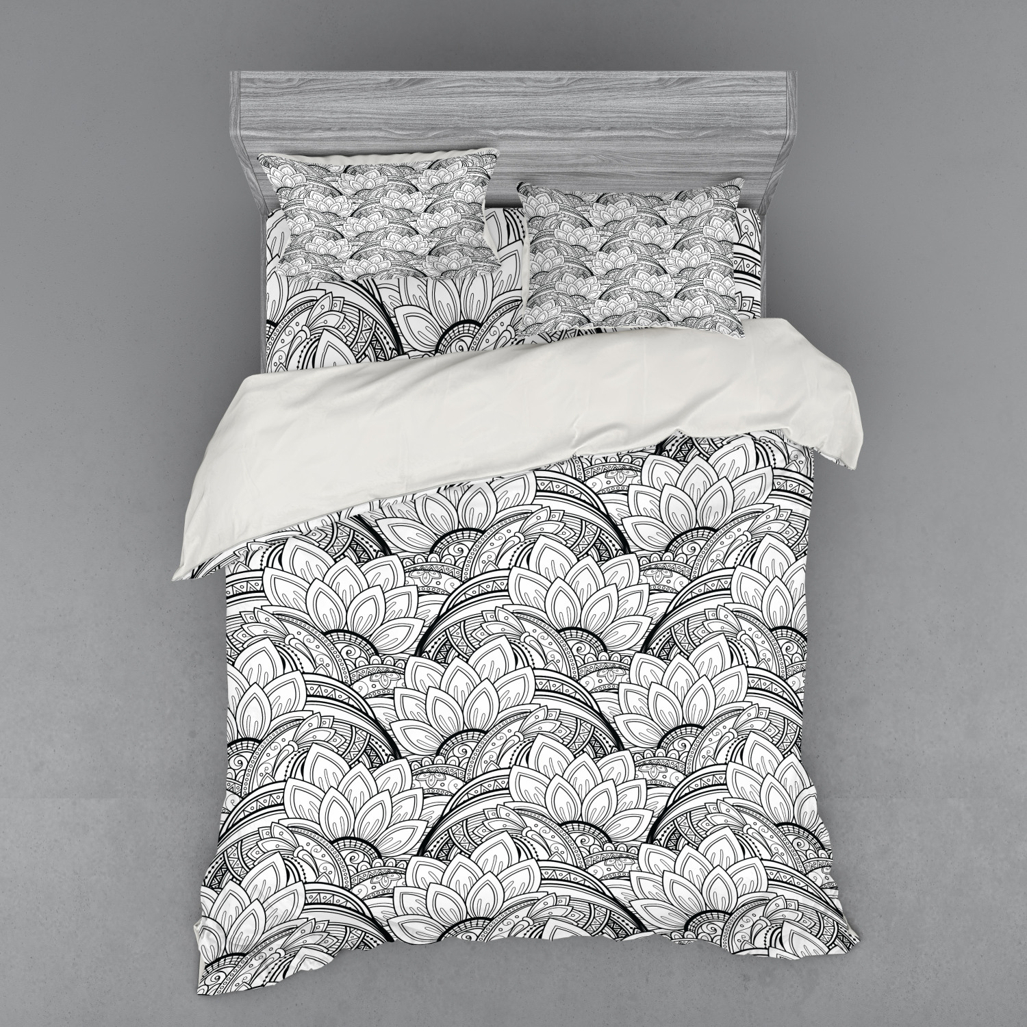 Ambesonne Leaves Bedding Set Duvet Cover Sham Fitted Sheet in 3 Sizes - Picture 183 of 244