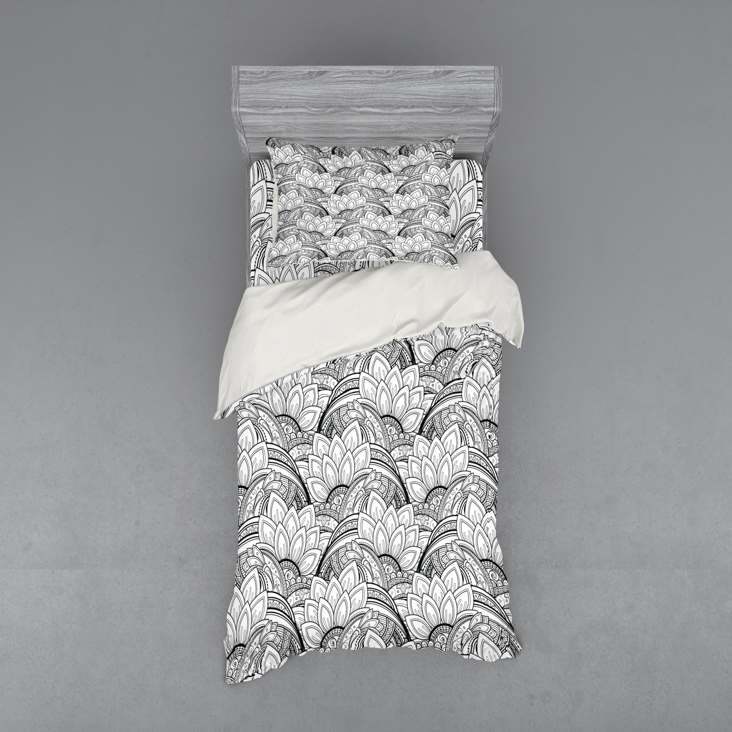 Ambesonne Leaves Bedding Set Duvet Cover Sham Fitted Sheet in 3 Sizes - Picture 181 of 244