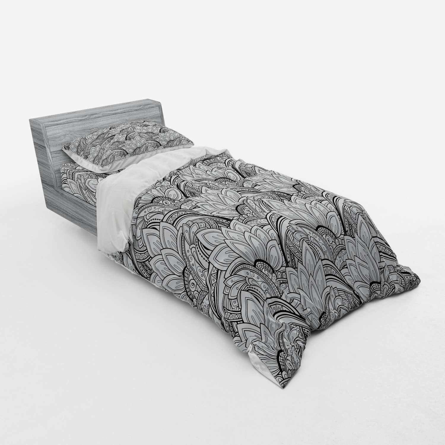 Ambesonne Leaves Bedding Set Duvet Cover Sham Fitted Sheet in 3 Sizes - Picture 182 of 244