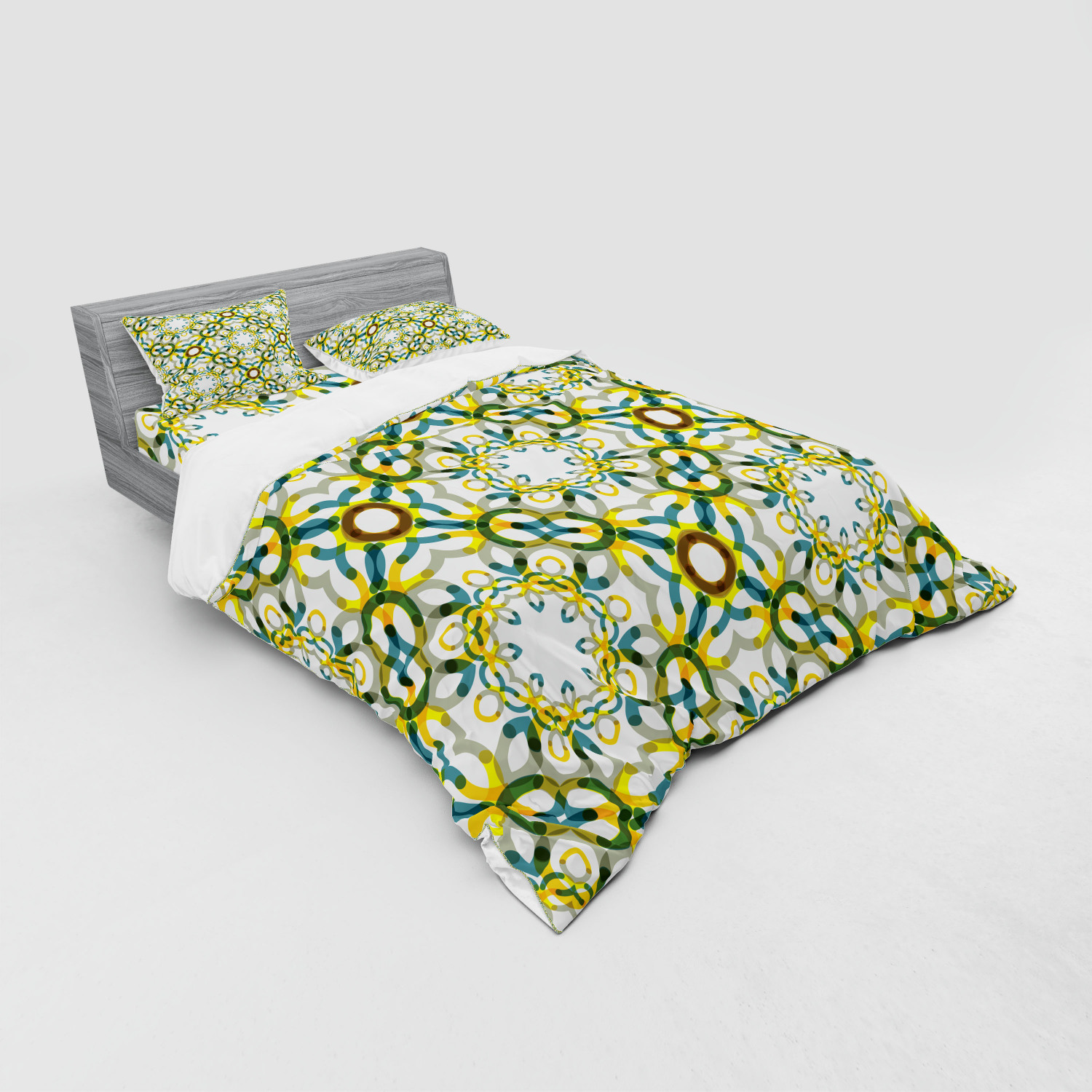 Ambesonne Leaves Bedding Set Duvet Cover Sham Fitted Sheet in 3 Sizes - Picture 128 of 244
