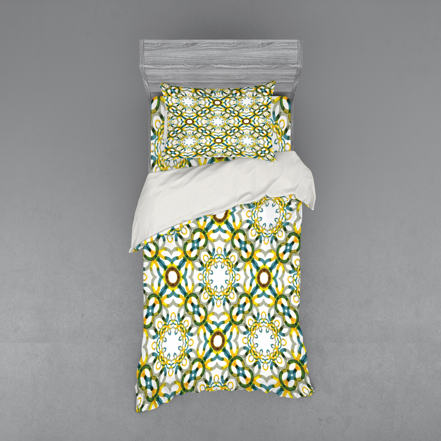 Ambesonne Leaves Bedding Set Duvet Cover Sham Fitted Sheet in 3 Sizes - Picture 125 of 244