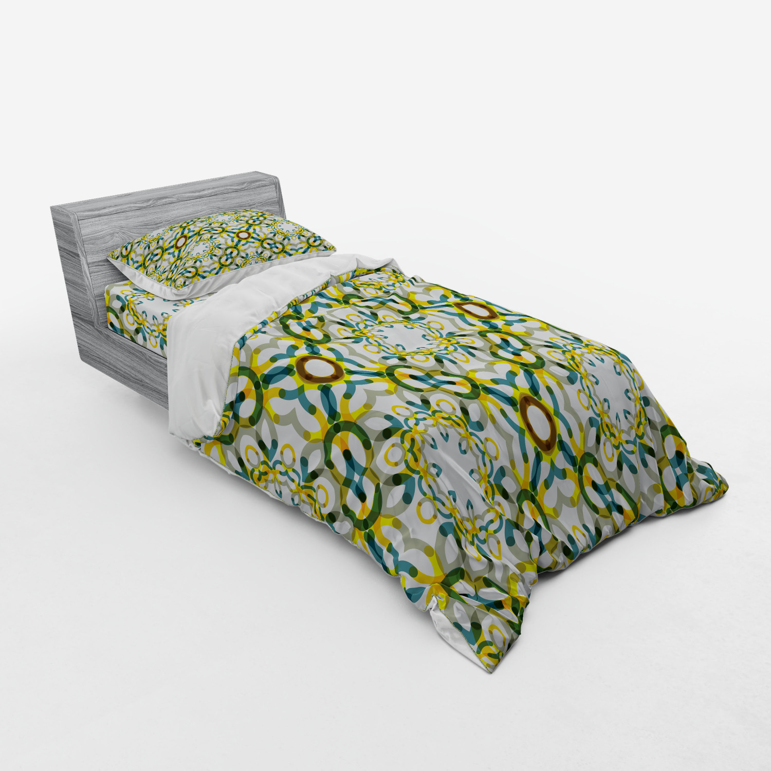 Ambesonne Leaves Bedding Set Duvet Cover Sham Fitted Sheet in 3 Sizes - Picture 126 of 244