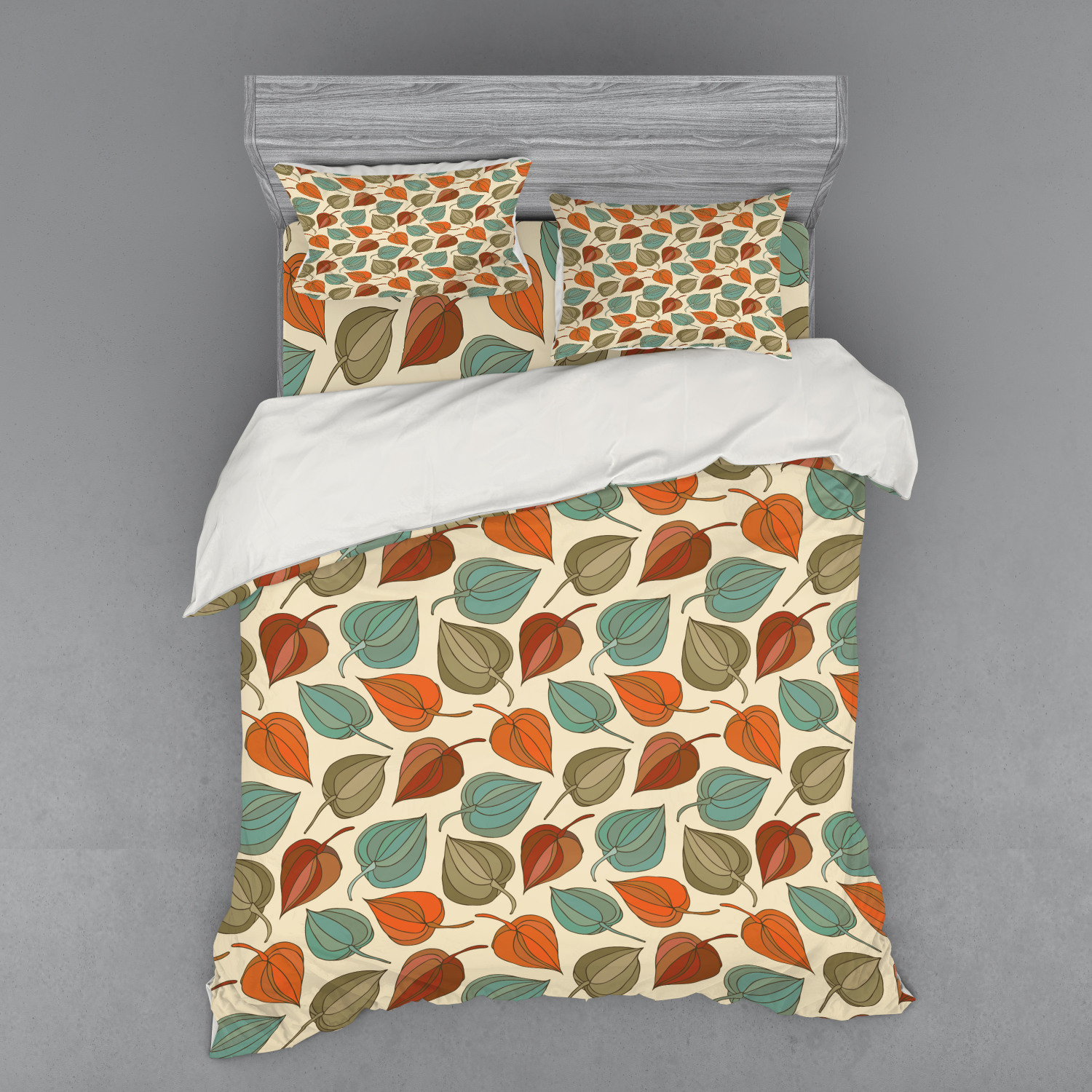 Ambesonne Leaves Bedding Set Duvet Cover Sham Fitted Sheet in 3 Sizes - Picture 43 of 244