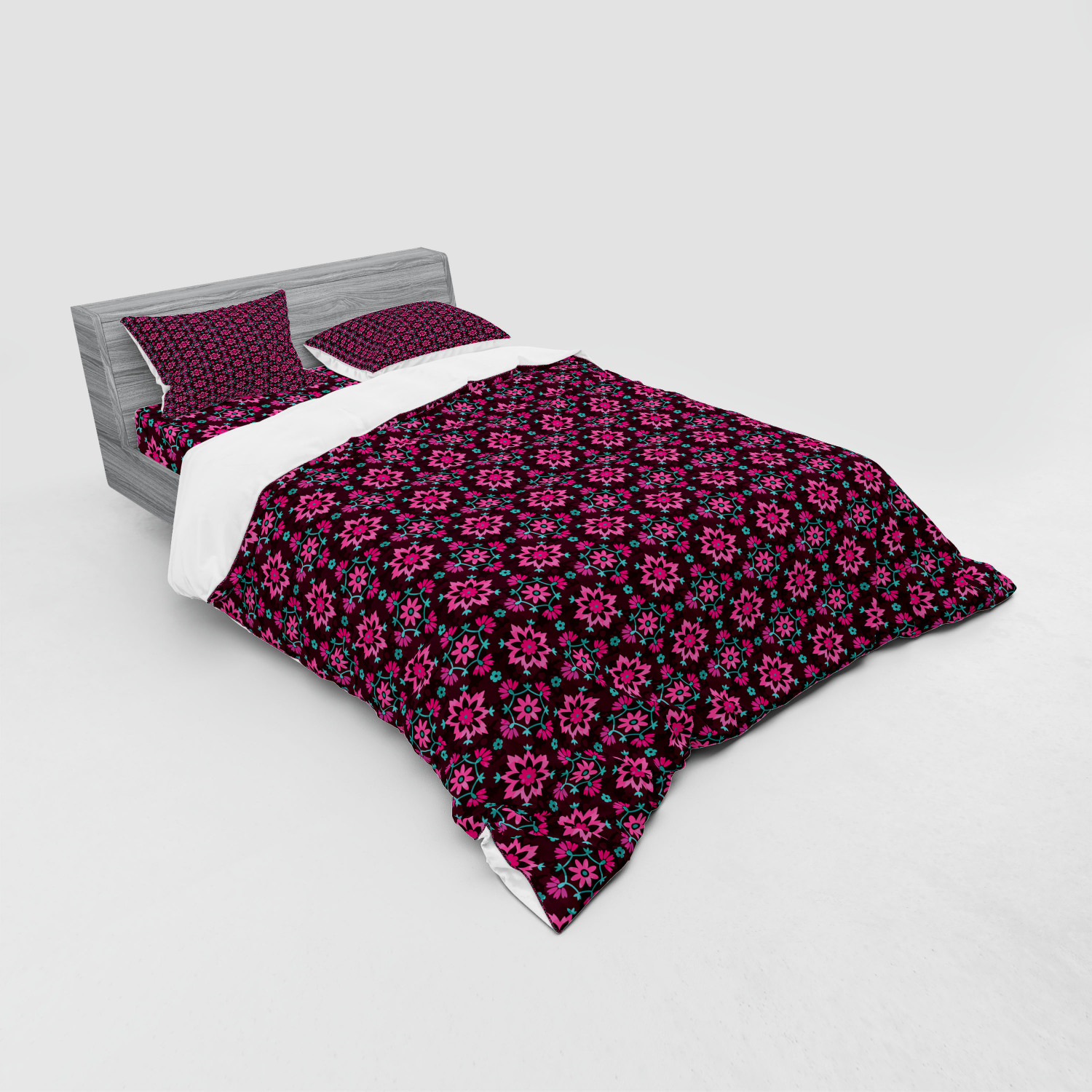 Ambesonne Leaves Bedding Set Duvet Cover Sham Fitted Sheet in 3 Sizes - Picture 76 of 244