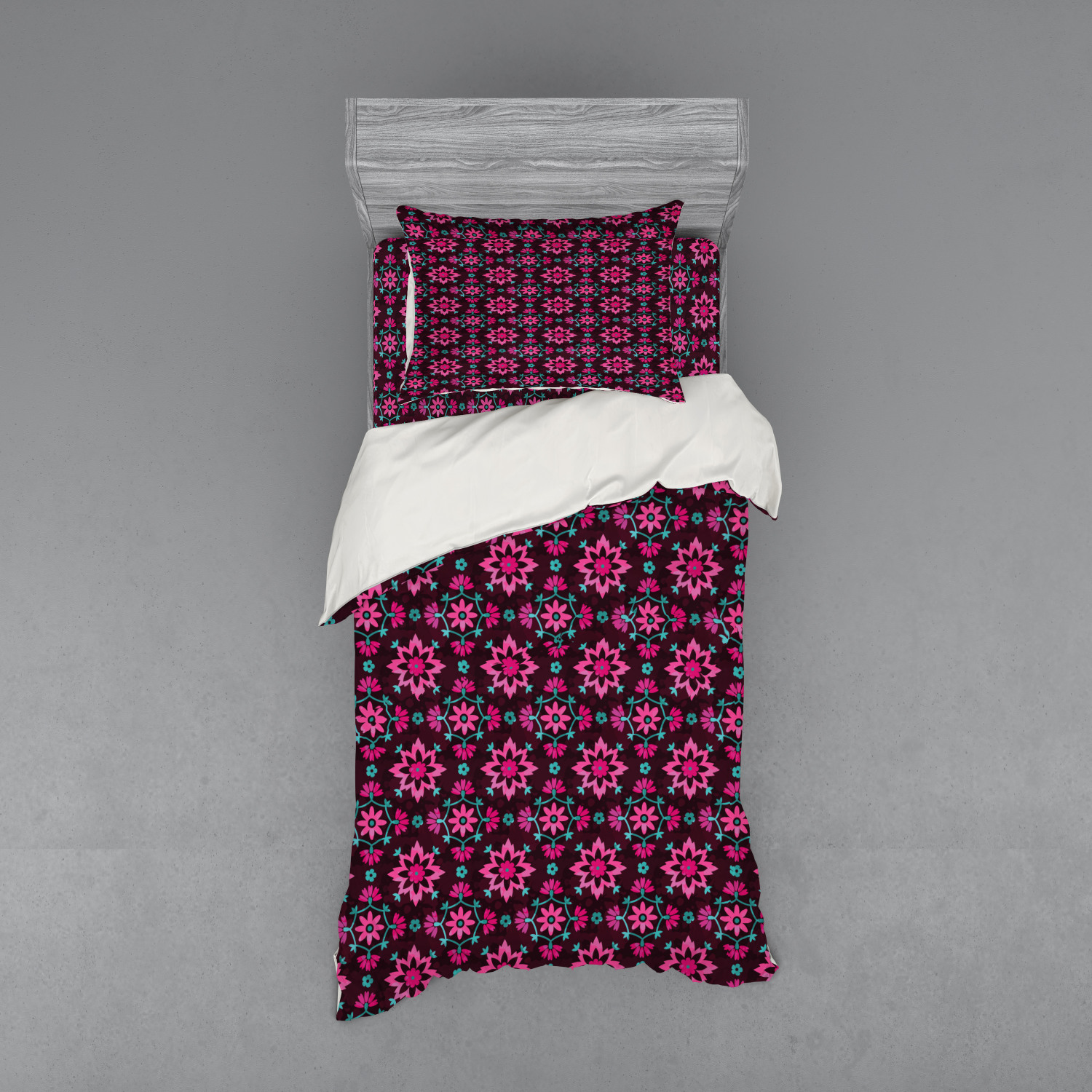 Ambesonne Leaves Bedding Set Duvet Cover Sham Fitted Sheet in 3 Sizes - Picture 73 of 244