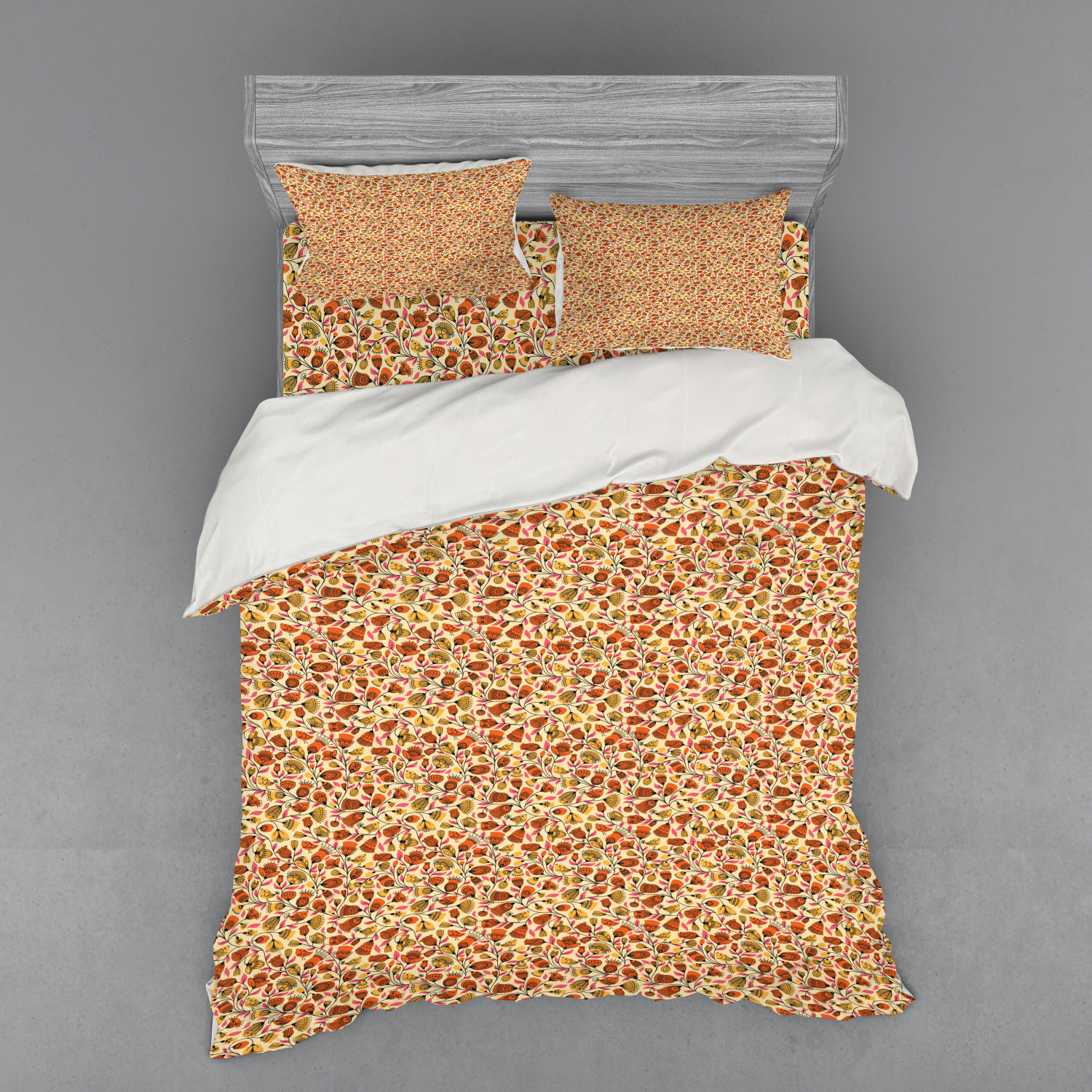 Ambesonne Leaves Bedding Set Duvet Cover Sham Fitted Sheet in 3 Sizes - Picture 171 of 244