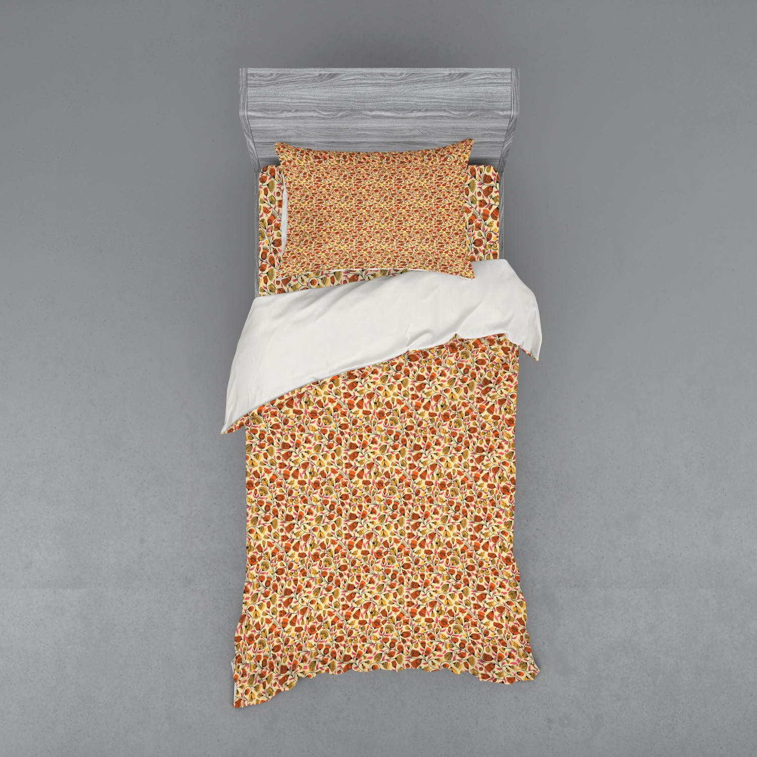 Ambesonne Leaves Bedding Set Duvet Cover Sham Fitted Sheet in 3 Sizes - Picture 169 of 244