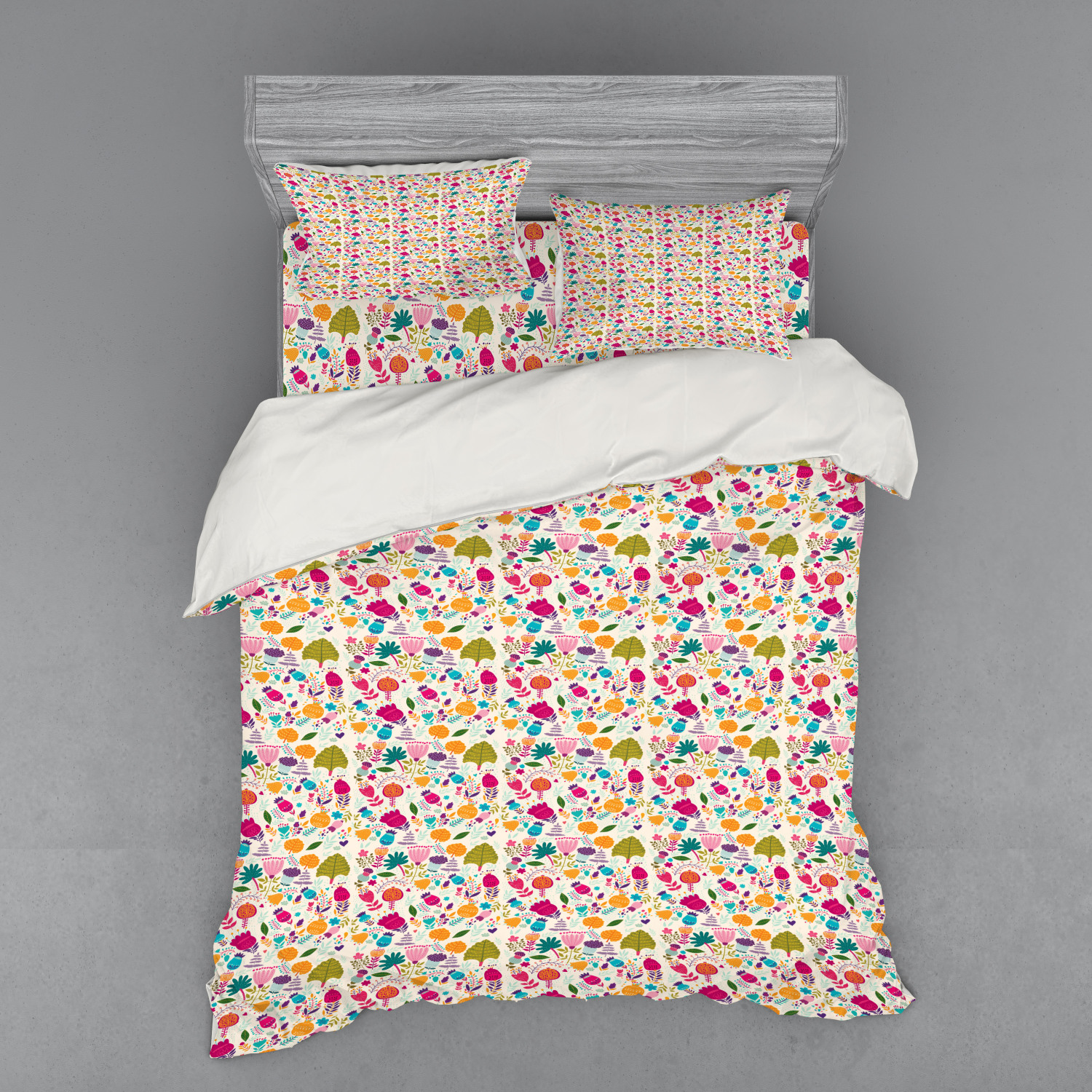 Ambesonne Leaves Bedding Set Duvet Cover Sham Fitted Sheet in 3 Sizes - Picture 163 of 244