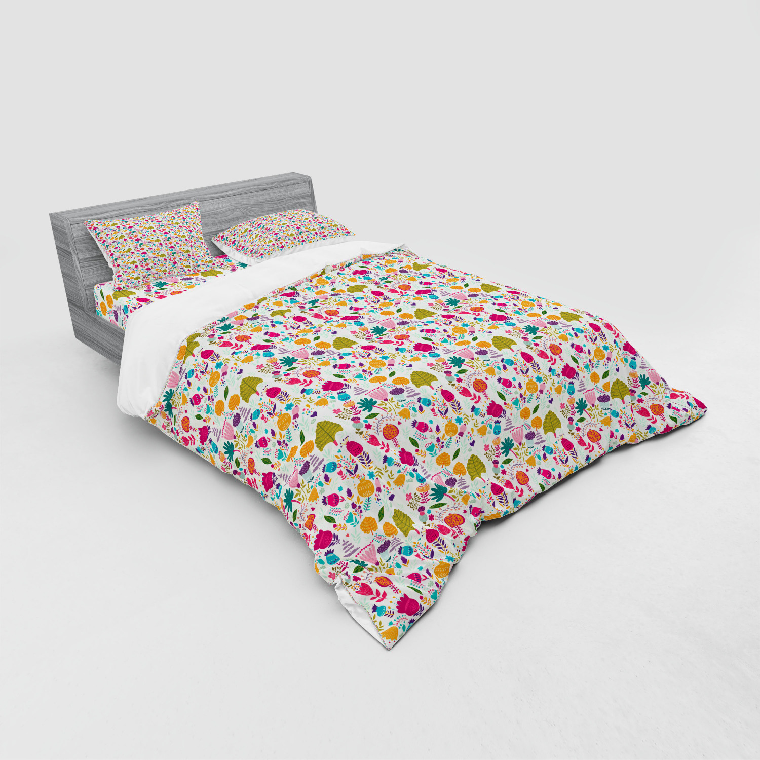 Ambesonne Leaves Bedding Set Duvet Cover Sham Fitted Sheet in 3 Sizes - Picture 164 of 244