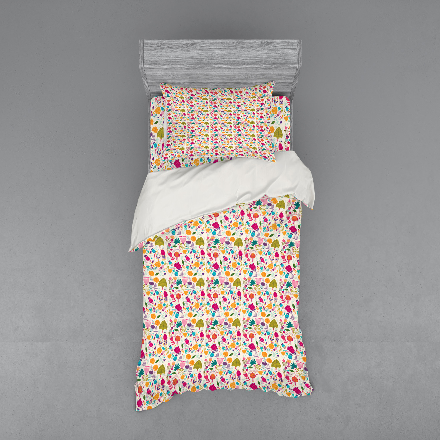 Ambesonne Leaves Bedding Set Duvet Cover Sham Fitted Sheet in 3 Sizes - Picture 161 of 244