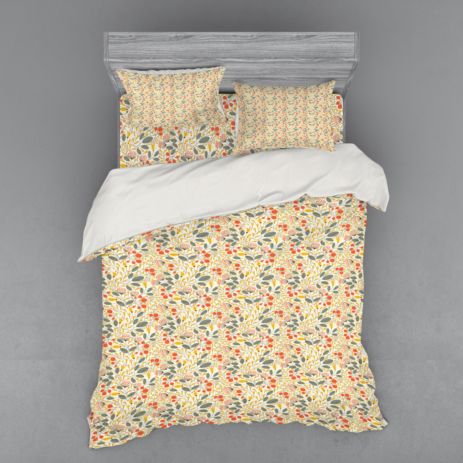 Ambesonne Leaves Bedding Set Duvet Cover Sham Fitted Sheet in 3 Sizes - Picture 135 of 244