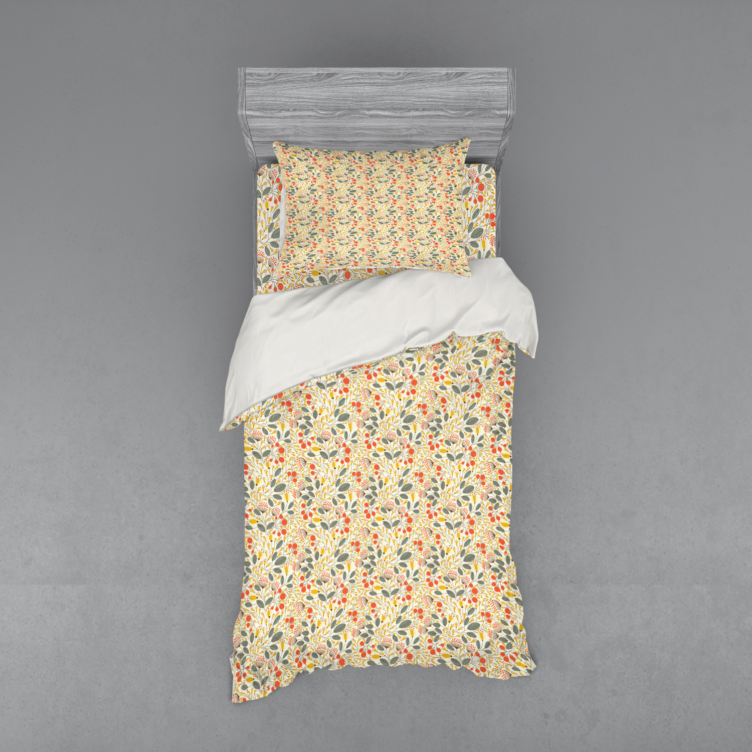 Ambesonne Leaves Bedding Set Duvet Cover Sham Fitted Sheet in 3 Sizes - Picture 133 of 244