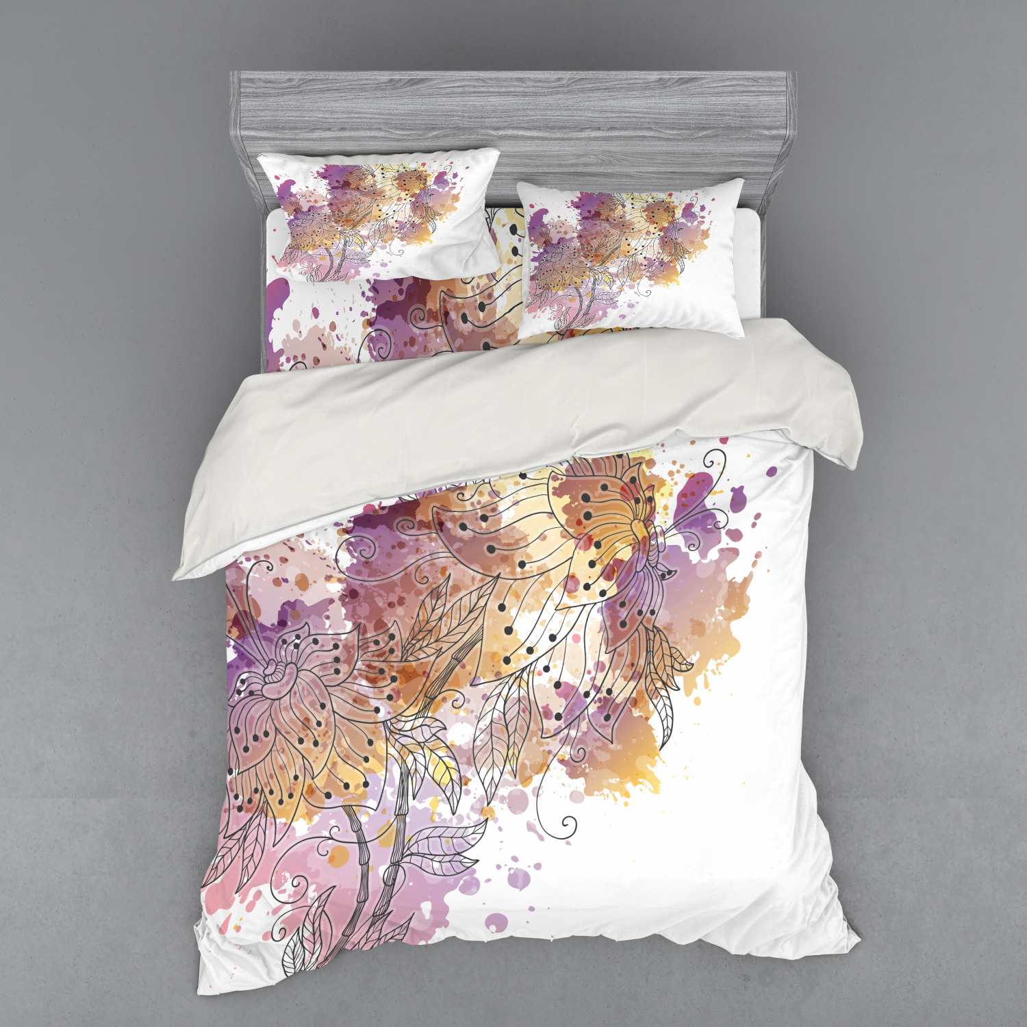 Ambesonne Leaves Bedding Set Duvet Cover Sham Fitted Sheet in 3 Sizes - Picture 119 of 244