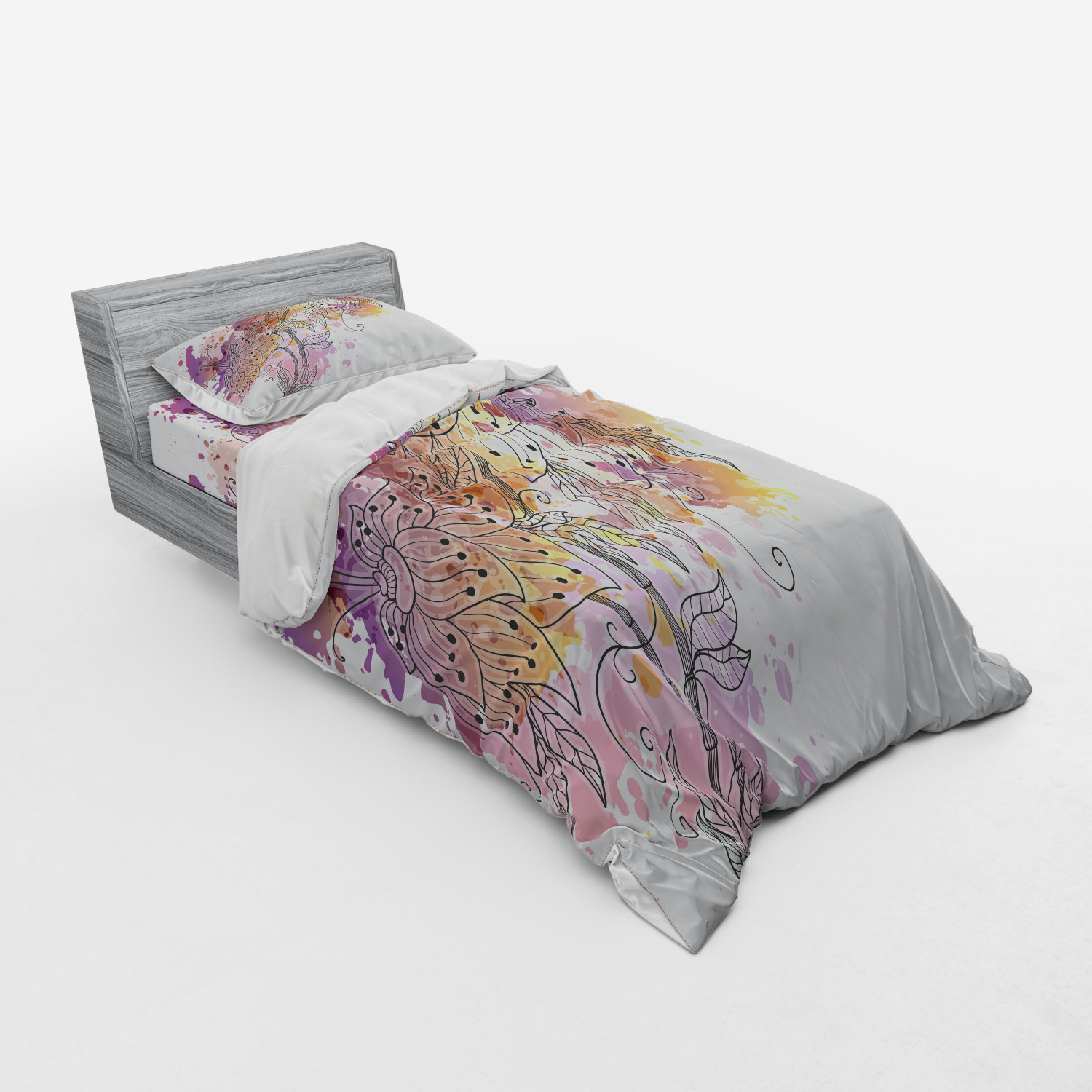 Ambesonne Leaves Bedding Set Duvet Cover Sham Fitted Sheet in 3 Sizes - Picture 118 of 244