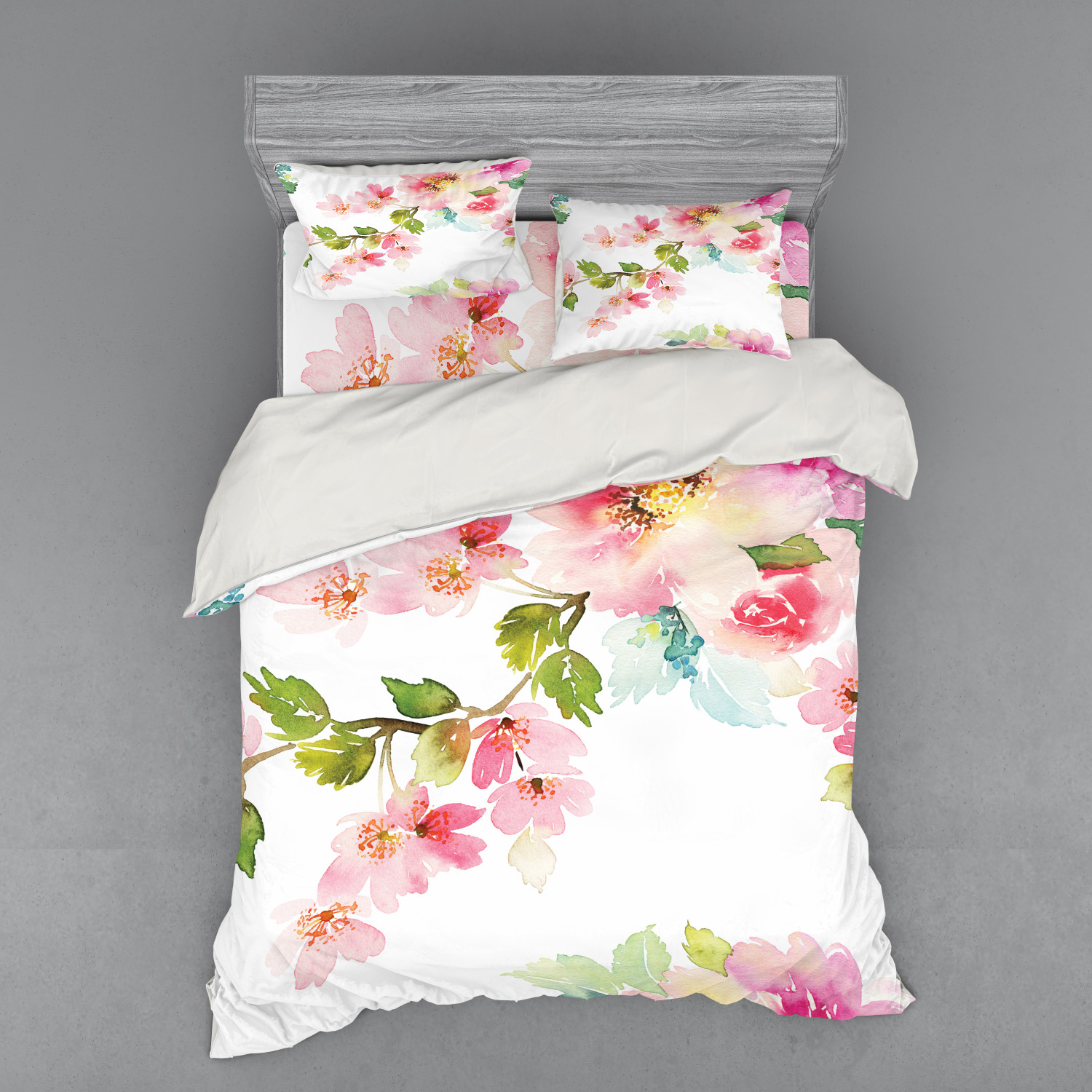 Ambesonne Leaves Bedding Set Duvet Cover Sham Fitted Sheet in 3 Sizes - Picture 143 of 244