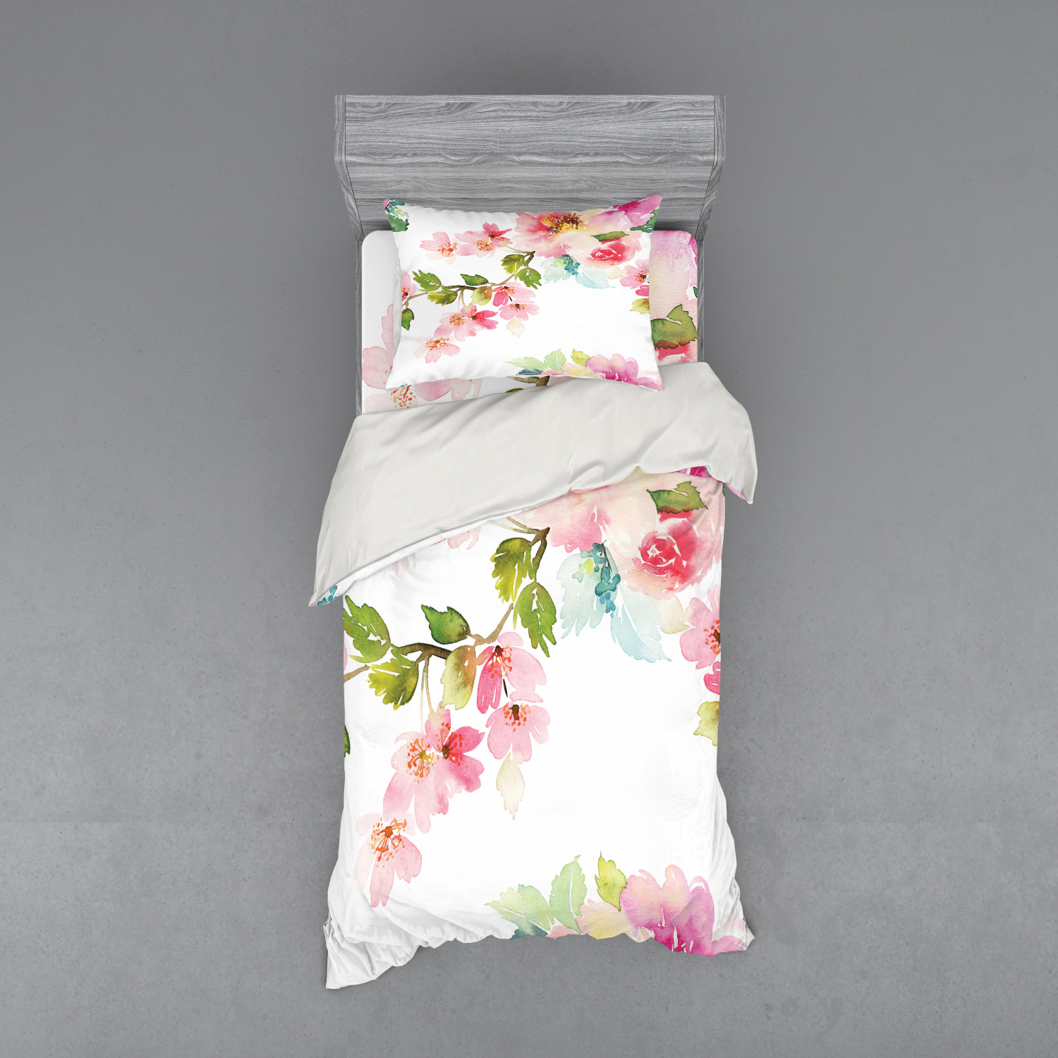 Ambesonne Leaves Bedding Set Duvet Cover Sham Fitted Sheet in 3 Sizes - Picture 141 of 244