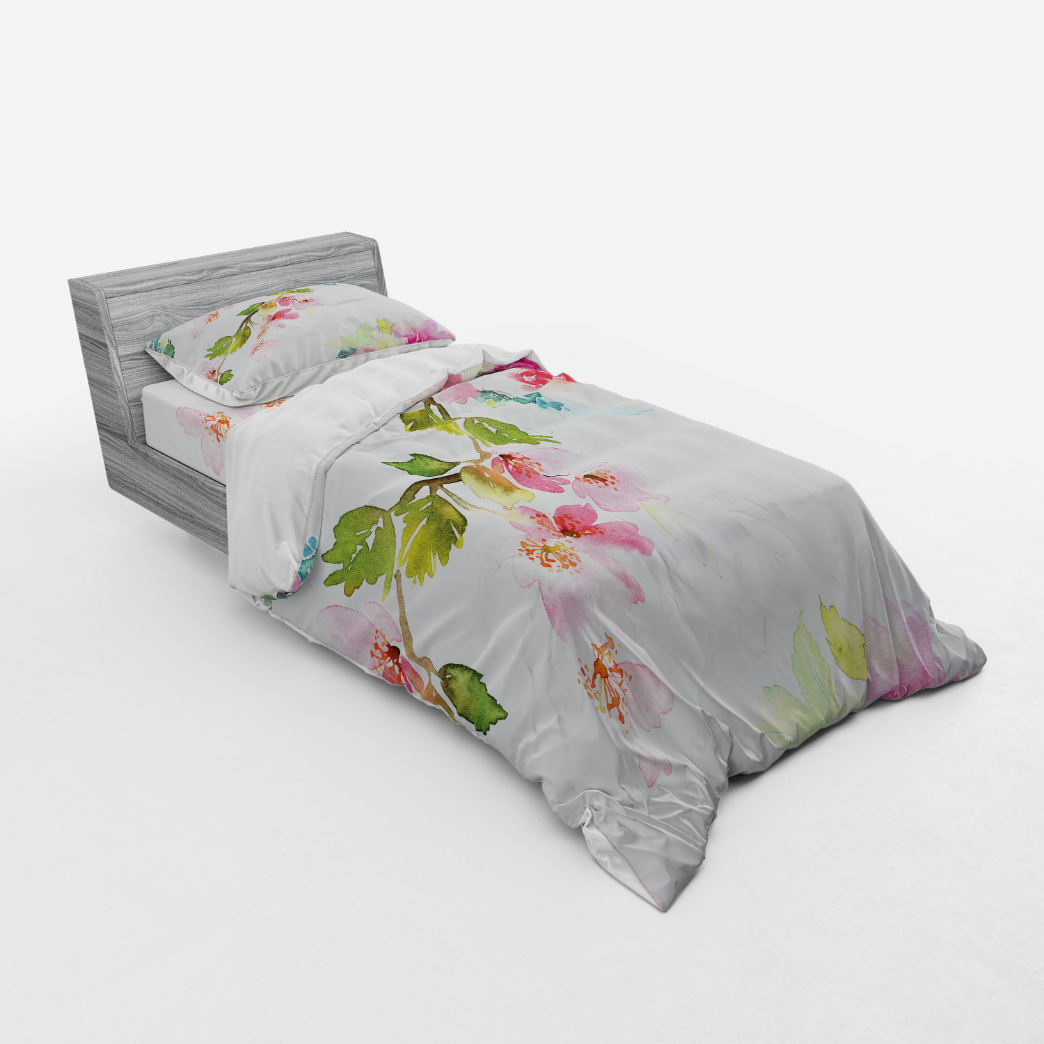 Ambesonne Leaves Bedding Set Duvet Cover Sham Fitted Sheet in 3 Sizes - Picture 142 of 244