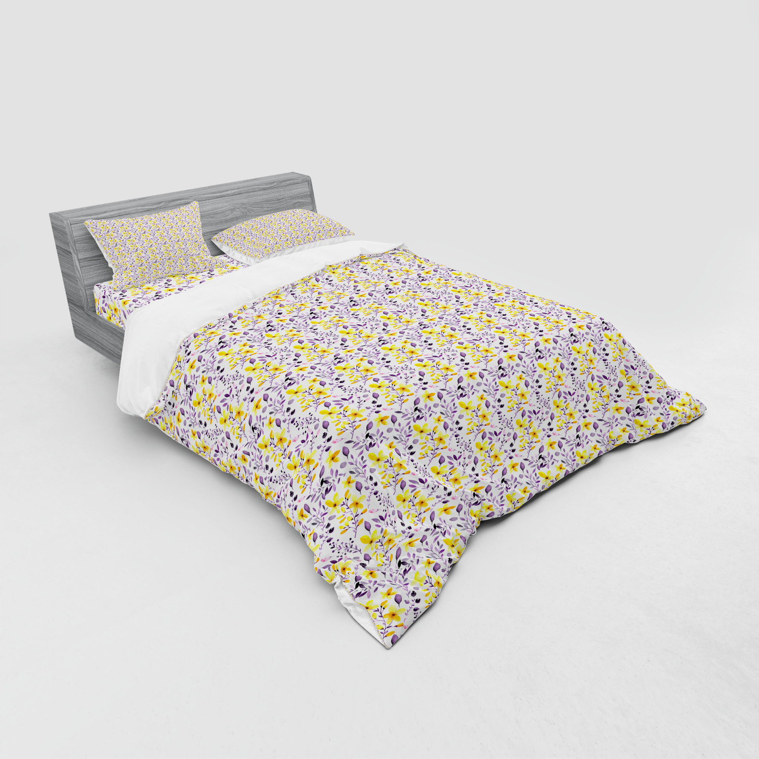 Ambesonne Leaves Bedding Set Duvet Cover Sham Fitted Sheet in 3 Sizes - Picture 124 of 244