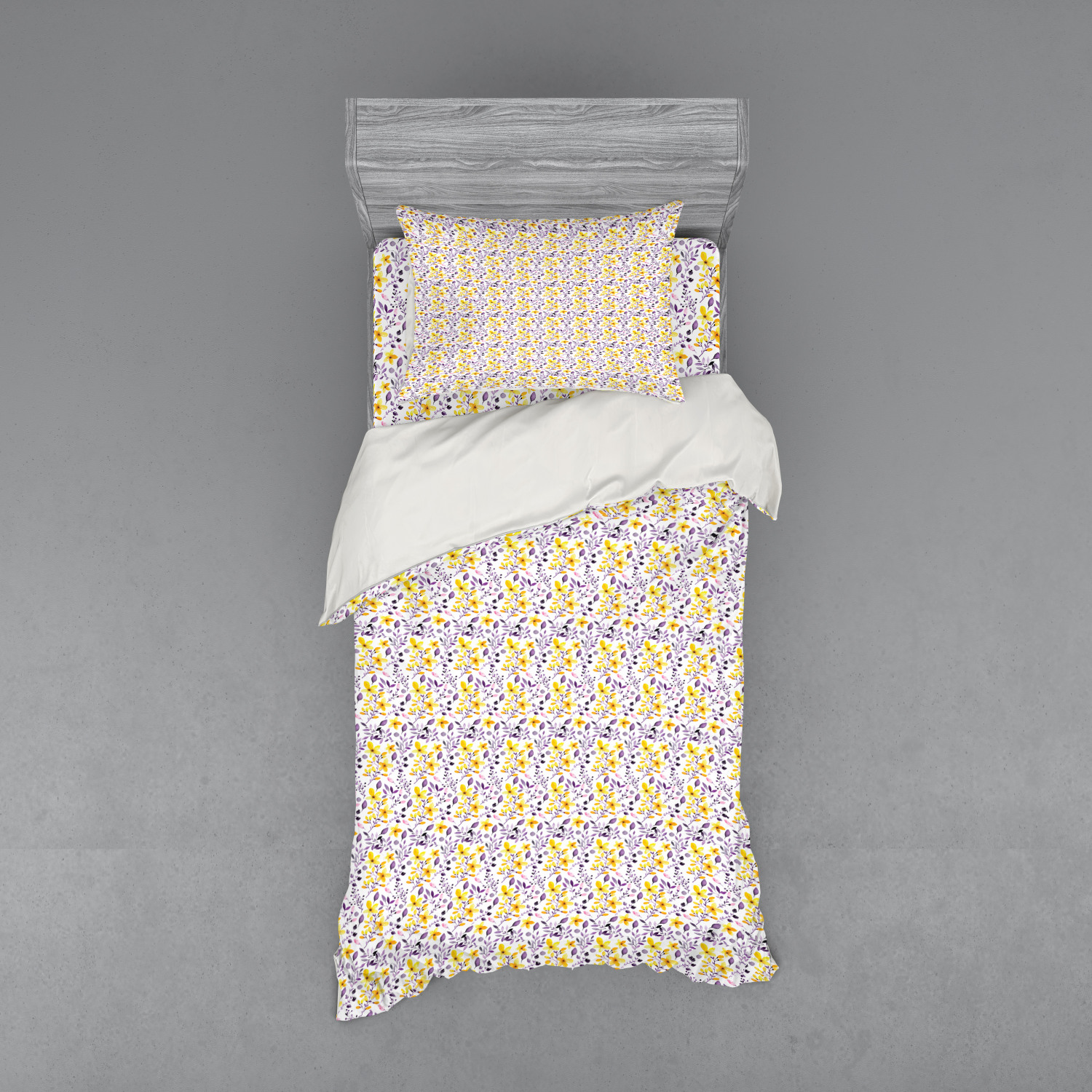 Ambesonne Leaves Bedding Set Duvet Cover Sham Fitted Sheet in 3 Sizes - Picture 121 of 244