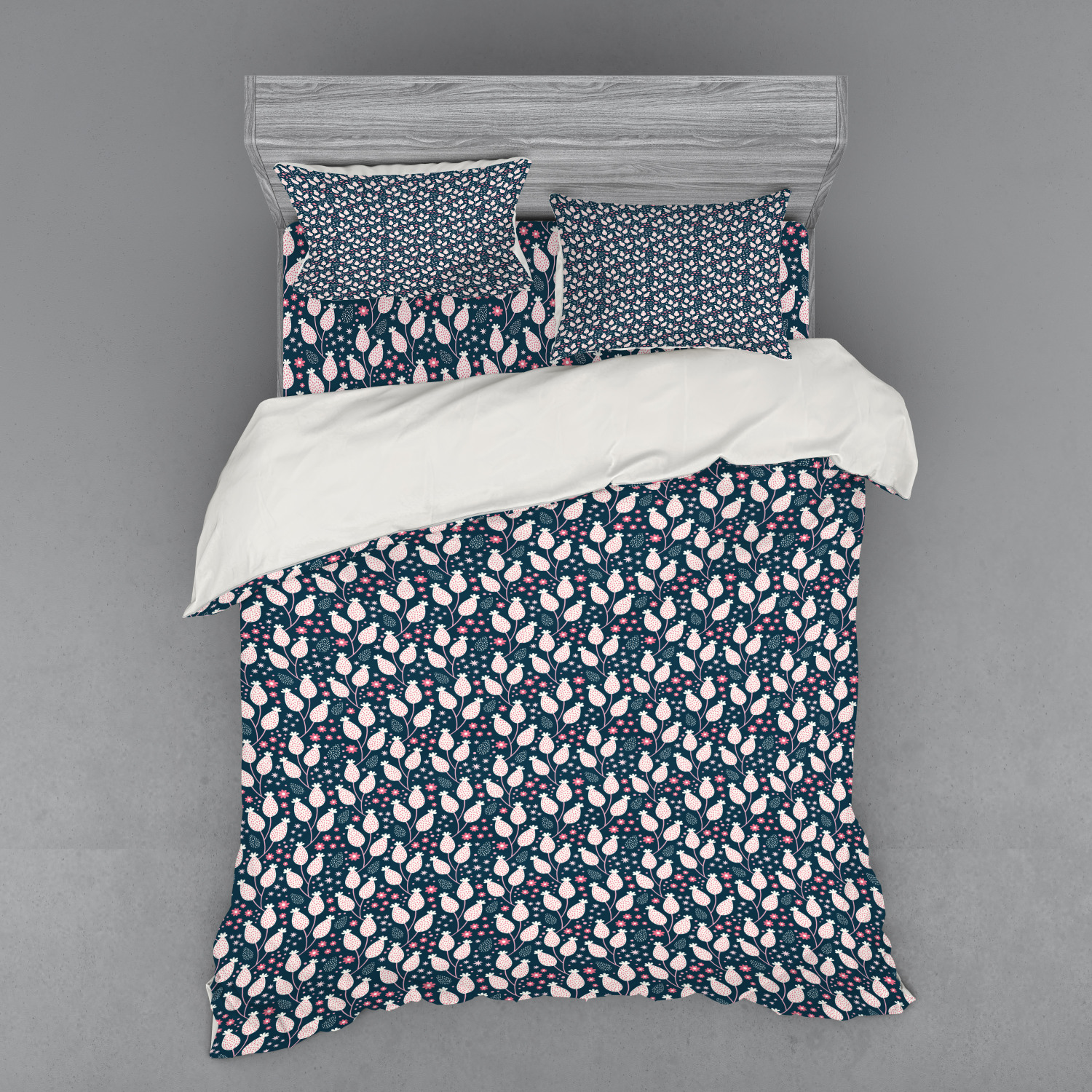 Ambesonne Leaves Bedding Set Duvet Cover Sham Fitted Sheet in 3 Sizes - Picture 63 of 244