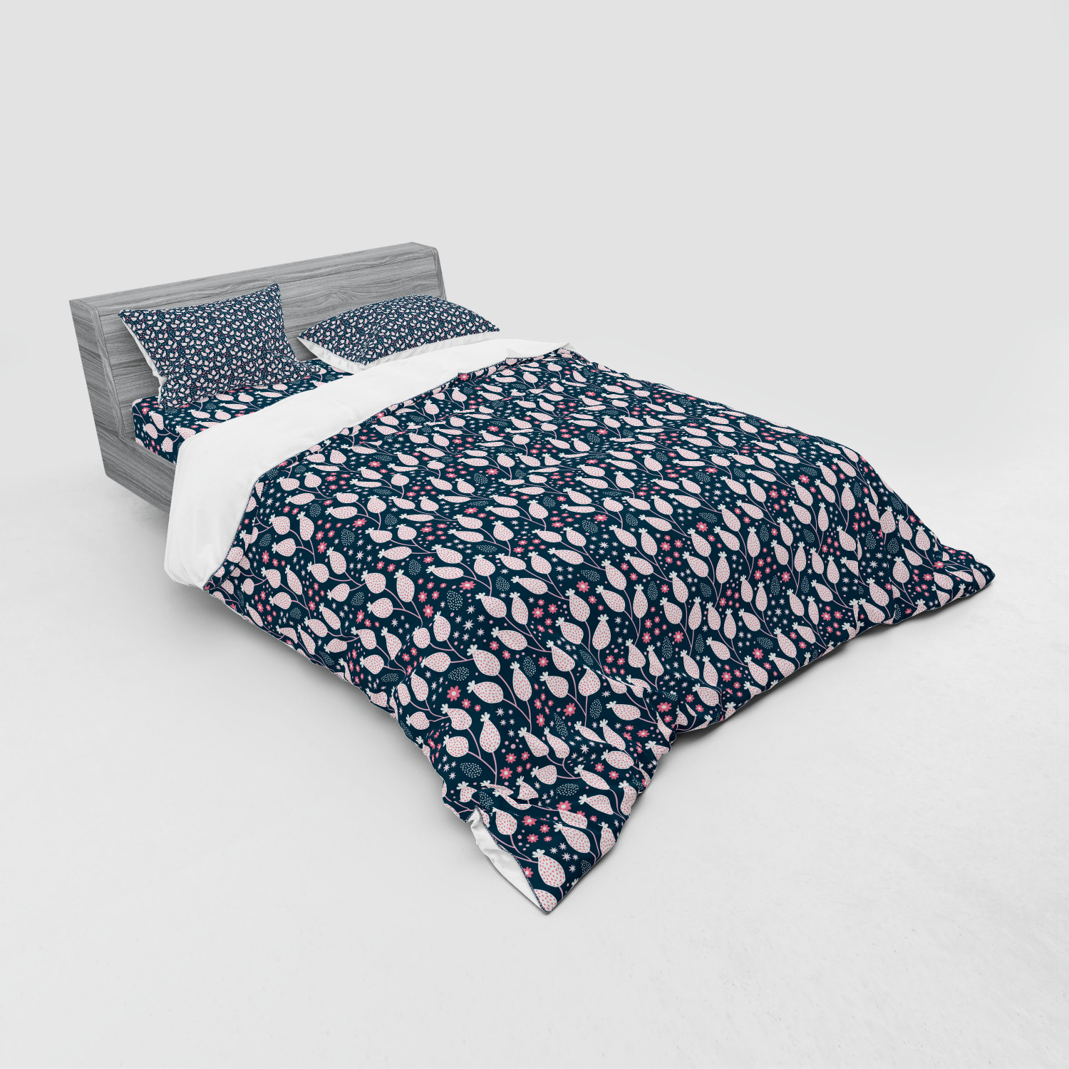 Ambesonne Leaves Bedding Set Duvet Cover Sham Fitted Sheet in 3 Sizes - Picture 64 of 244