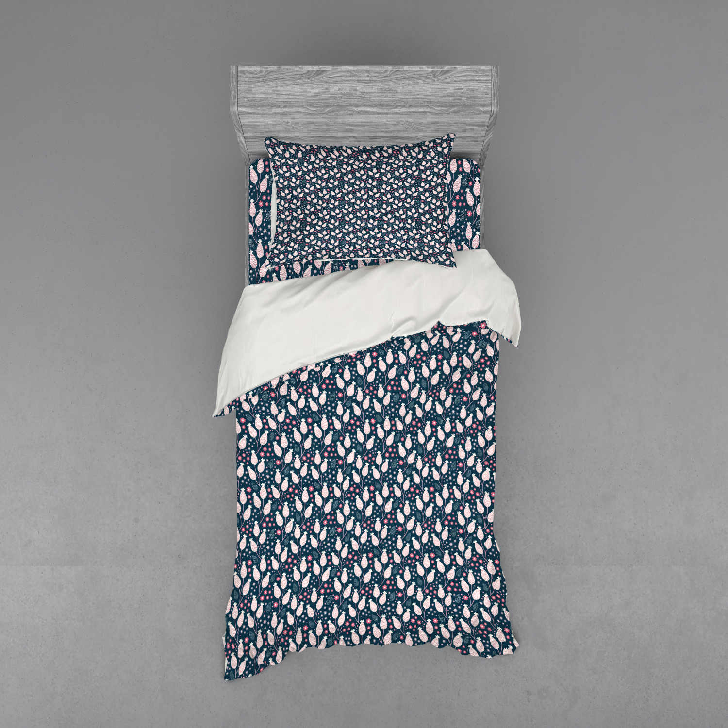 Ambesonne Leaves Bedding Set Duvet Cover Sham Fitted Sheet in 3 Sizes - Picture 61 of 244