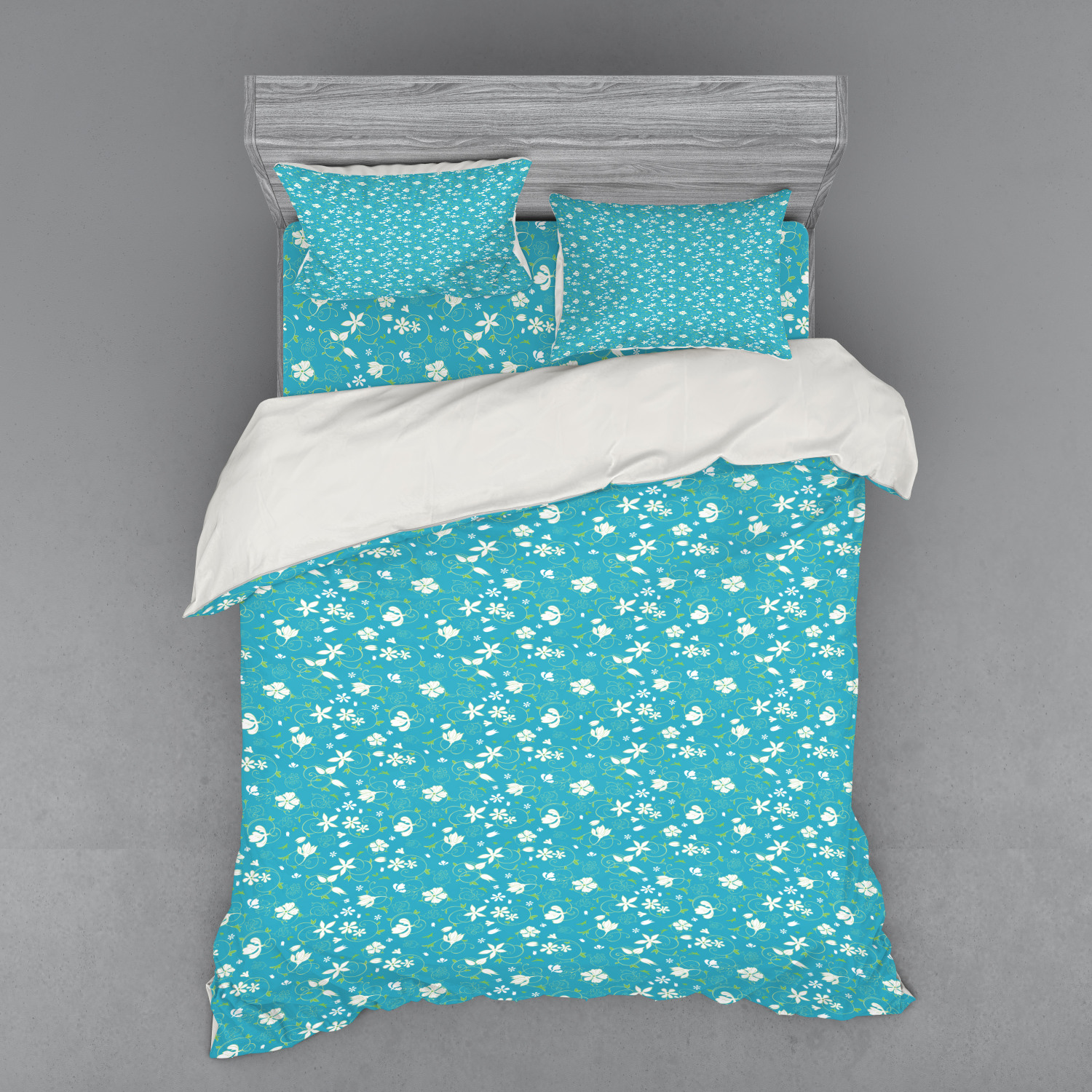 Ambesonne Leaves Bedding Set Duvet Cover Sham Fitted Sheet in 3 Sizes - Picture 227 of 244