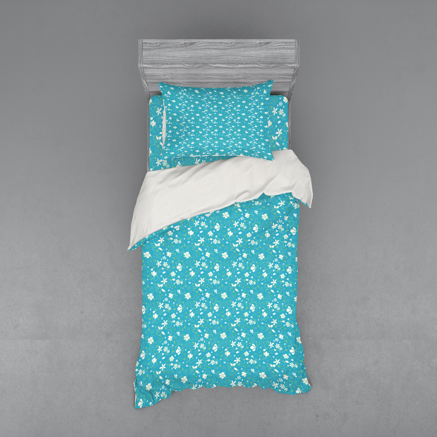 Ambesonne Leaves Bedding Set Duvet Cover Sham Fitted Sheet in 3 Sizes - Picture 225 of 244