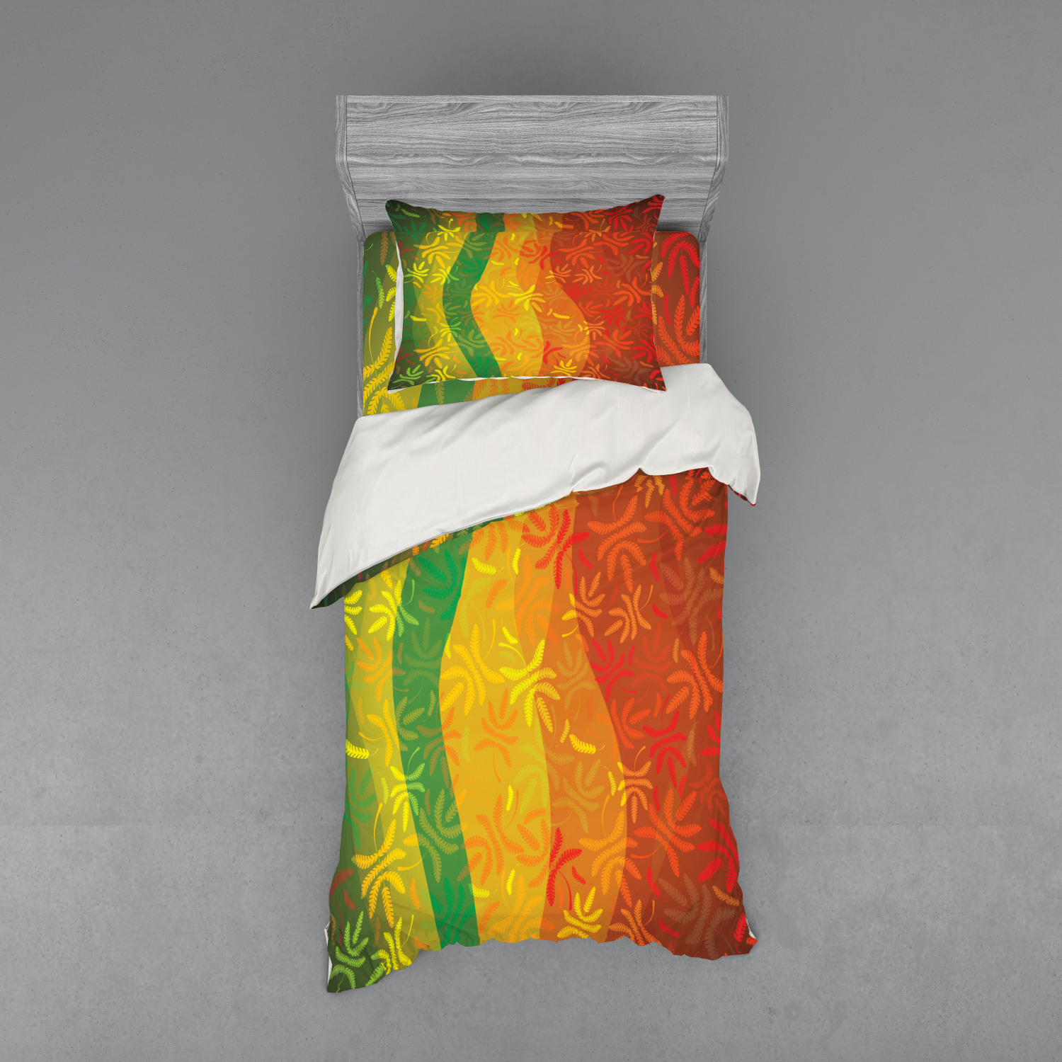 Ambesonne Leaves Bedding Set Duvet Cover Sham Fitted Sheet in 3 Sizes - Picture 105 of 244