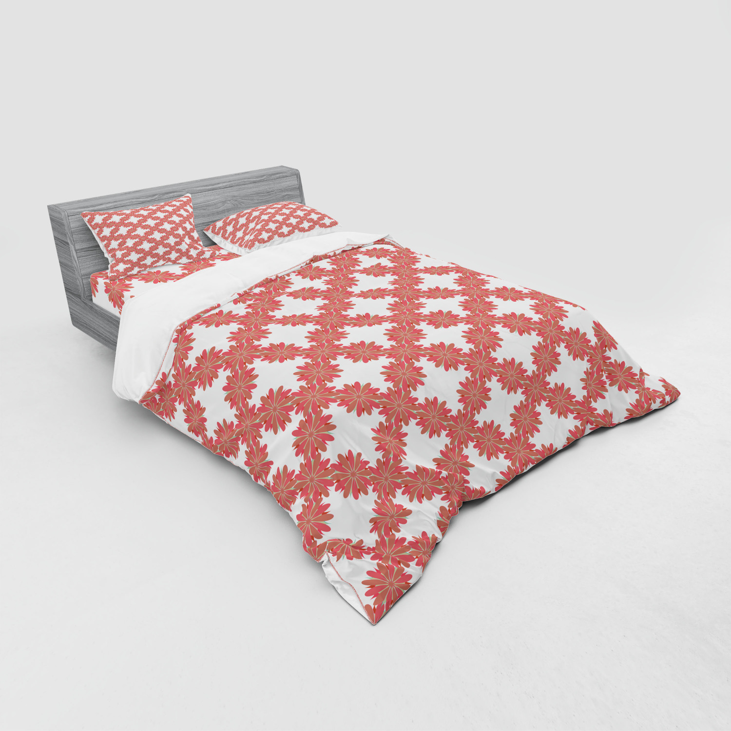 Ambesonne Leaves Bedding Set Duvet Cover Sham Fitted Sheet in 3 Sizes - Picture 216 of 244