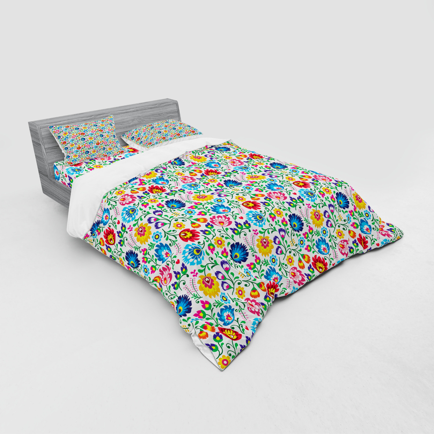 Ambesonne Leaves Bedding Set Duvet Cover Sham Fitted Sheet in 3 Sizes - Picture 196 of 244
