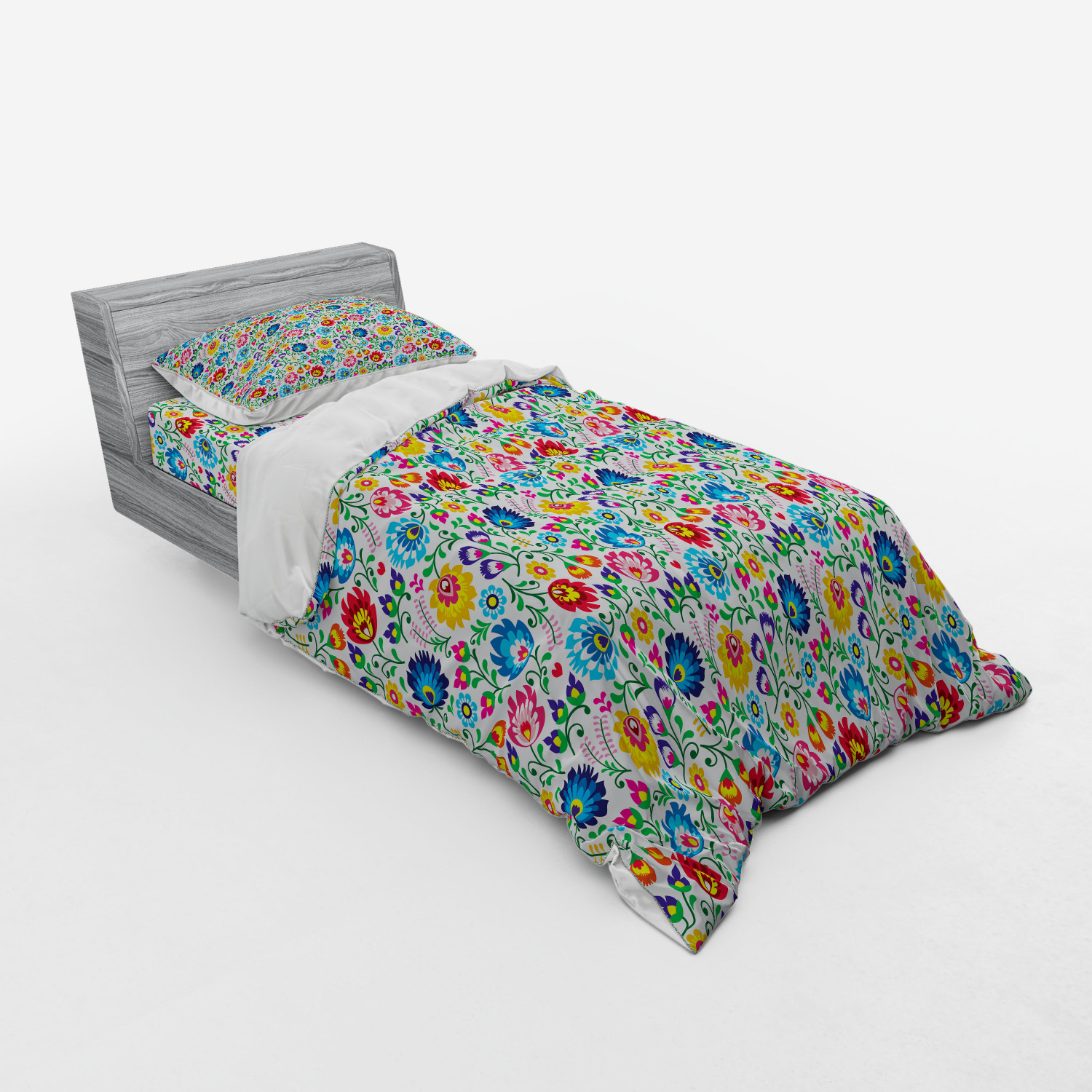 Ambesonne Leaves Bedding Set Duvet Cover Sham Fitted Sheet in 3 Sizes - Picture 194 of 244