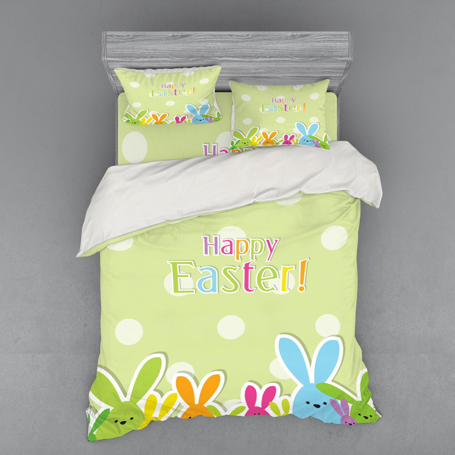Ambesonne Easter Theme Bedding Set Duvet Cover Sham Fitted Sheet in 3