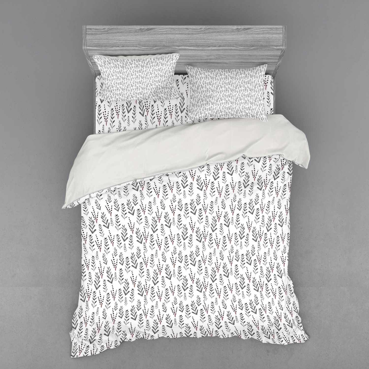 Ambesonne Leaves Bedding Set Duvet Cover Sham Fitted Sheet in 3 Sizes - Picture 243 of 244