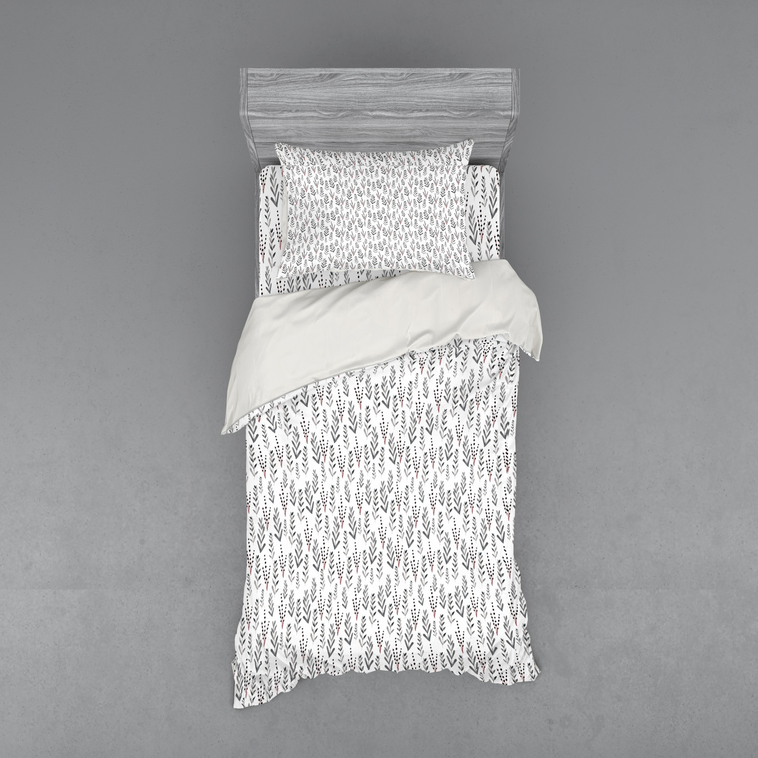 Ambesonne Leaves Bedding Set Duvet Cover Sham Fitted Sheet in 3 Sizes - Picture 241 of 244