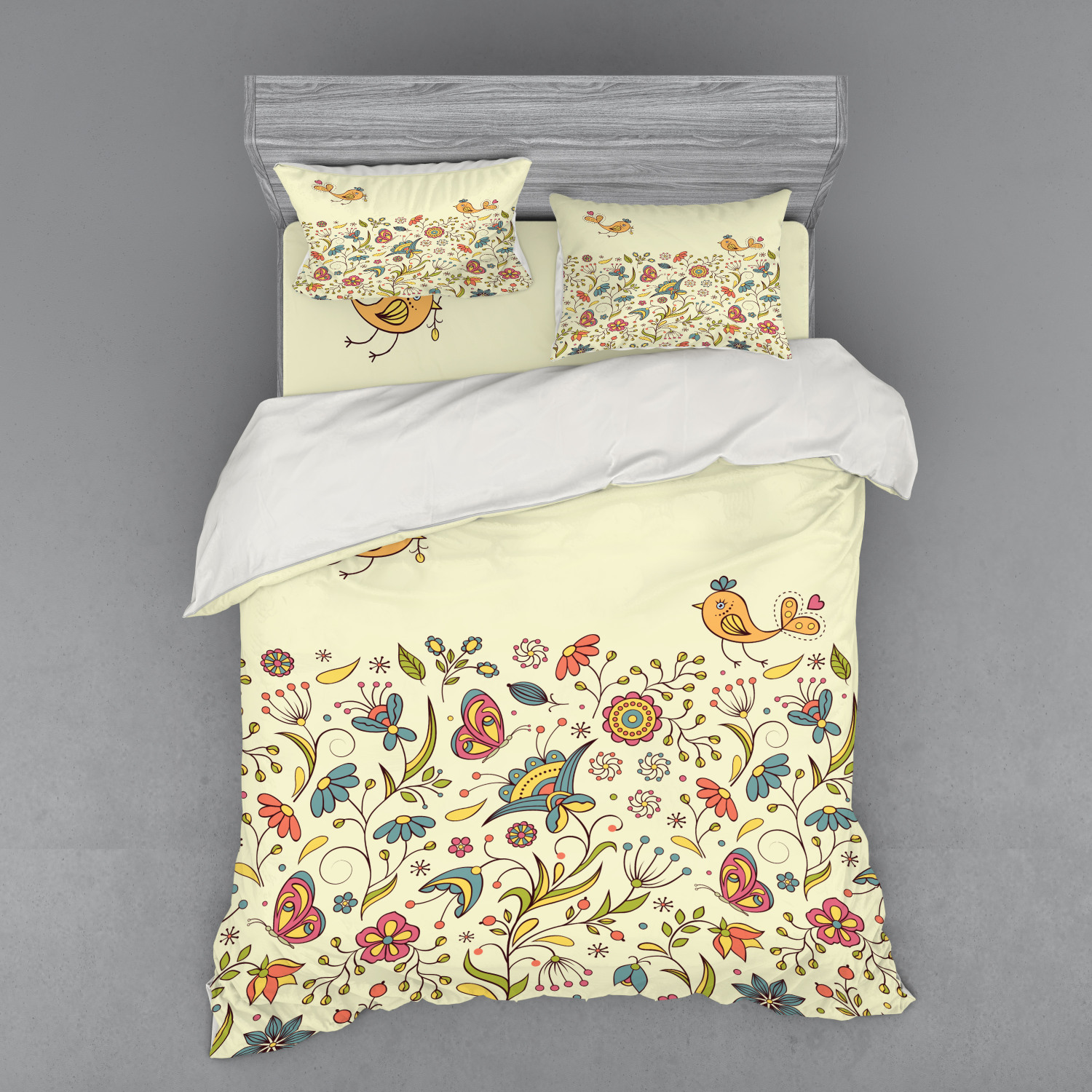 Ambesonne Leaves Bedding Set Duvet Cover Sham Fitted Sheet in 3 Sizes - Picture 99 of 244