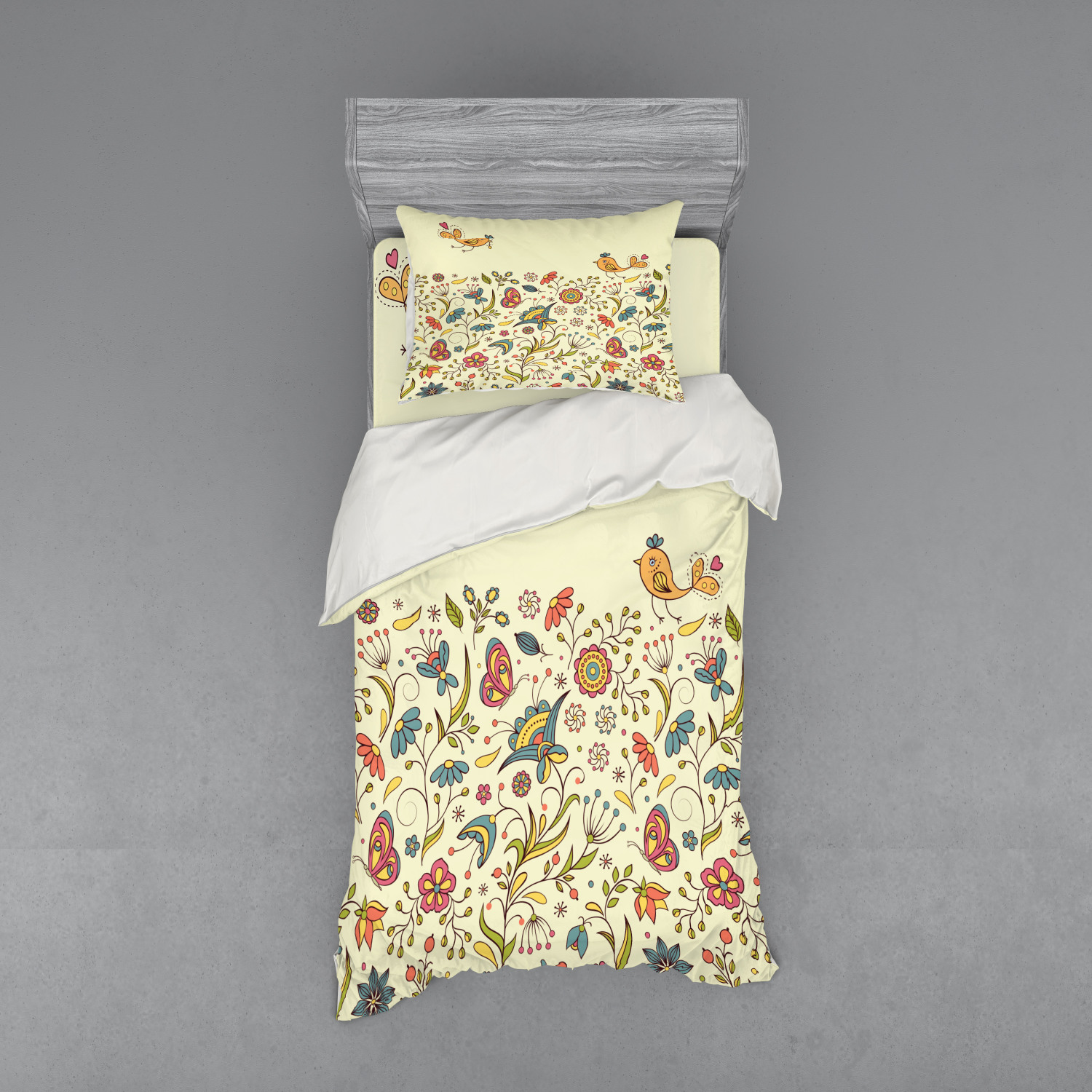 Ambesonne Leaves Bedding Set Duvet Cover Sham Fitted Sheet in 3 Sizes - Picture 97 of 244