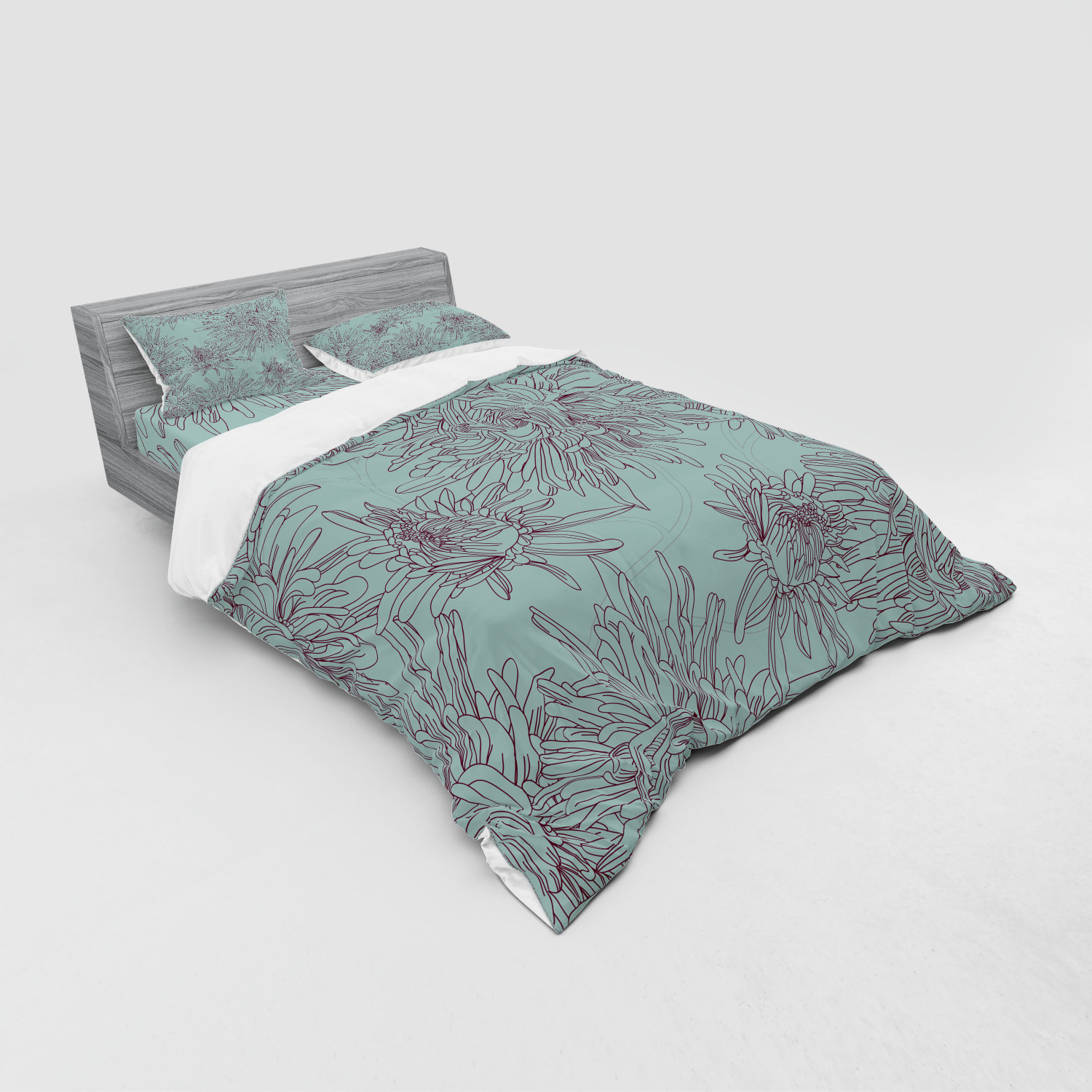Ambesonne Leaves Bedding Set Duvet Cover Sham Fitted Sheet in 3 Sizes - Picture 48 of 244