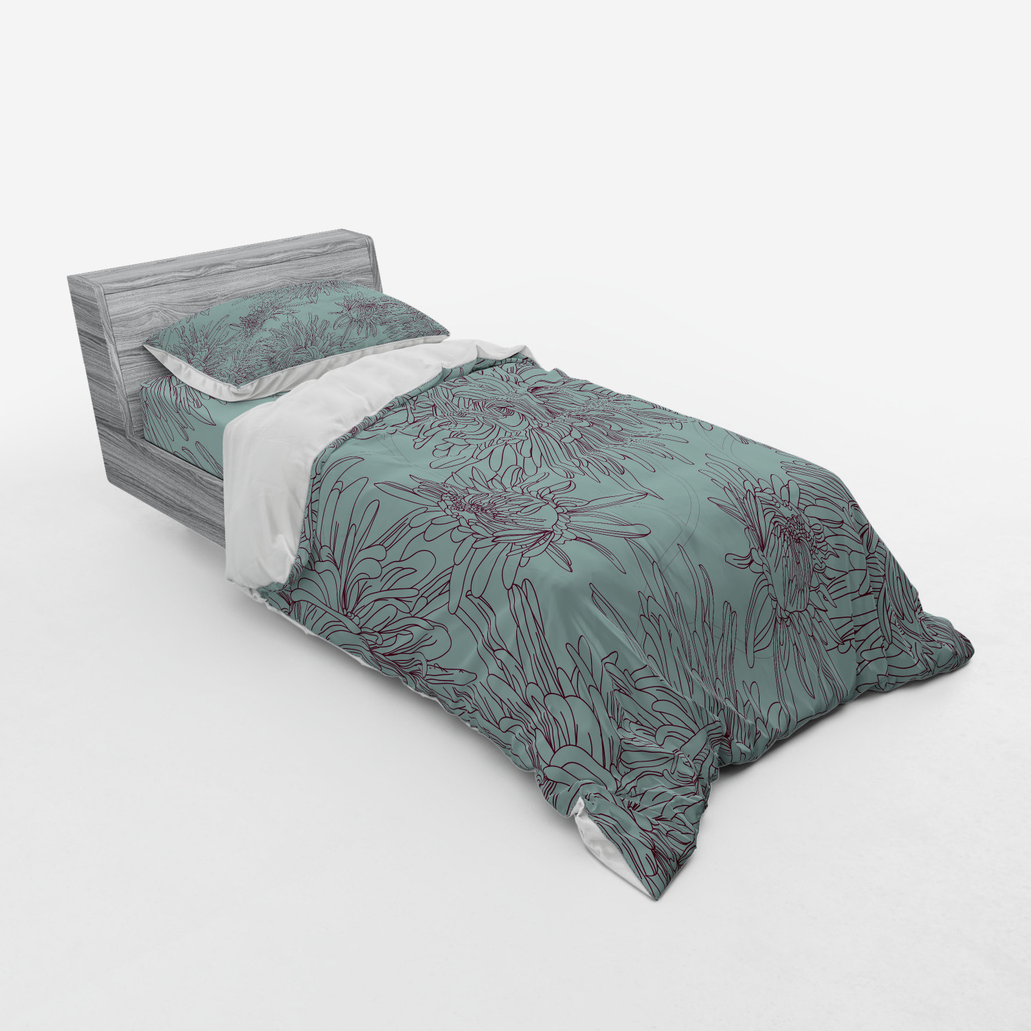 Ambesonne Leaves Bedding Set Duvet Cover Sham Fitted Sheet in 3 Sizes - Picture 46 of 244